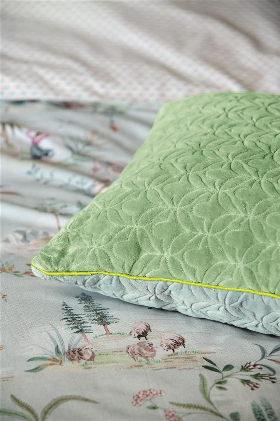 PiP Studio Dekokissen Quilty Dreams_Blue Green_UV_UV_45x45 1 Zierkissen 1x 45x45 cm, Dekokissen Couch kissen Sofa Kissen