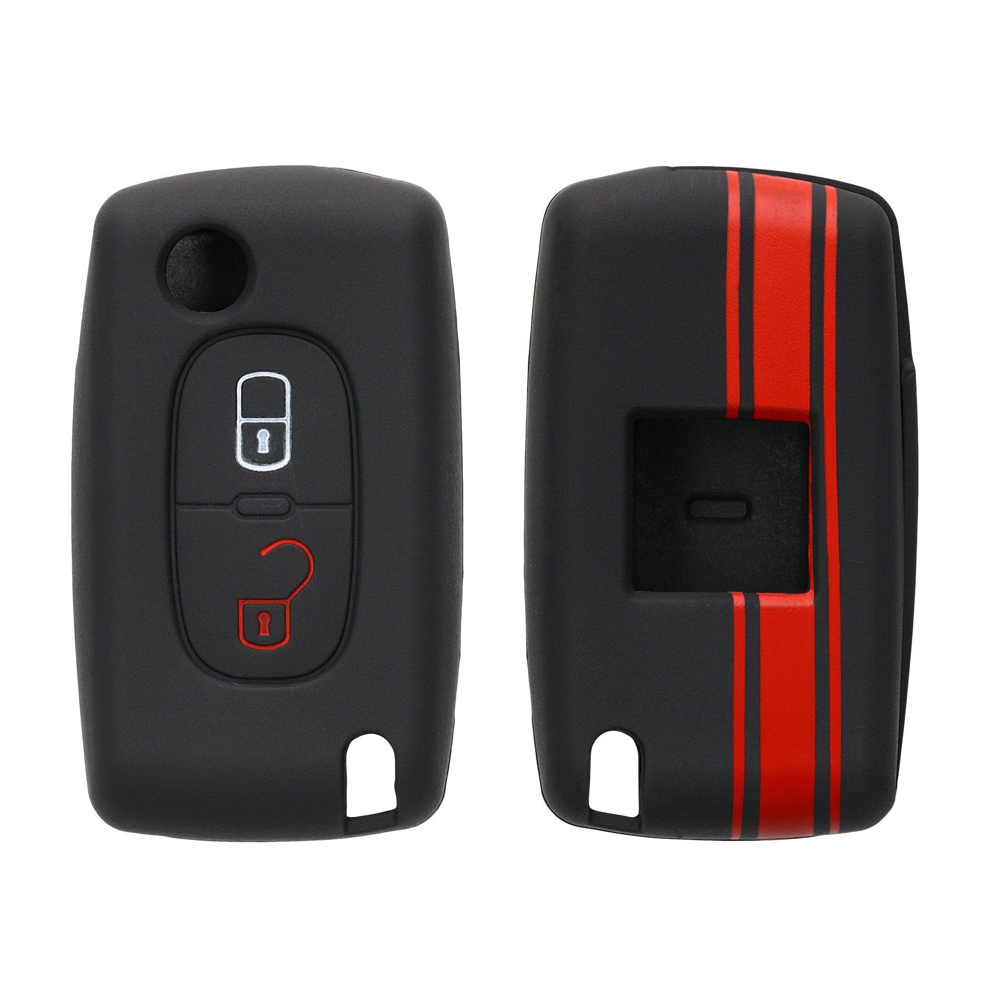 Peugeot Schlüsseltasche Citroen, Cover Autoschlüssel kwmobile Hülle Schlüssel Case Rot für Schlüsselhülle