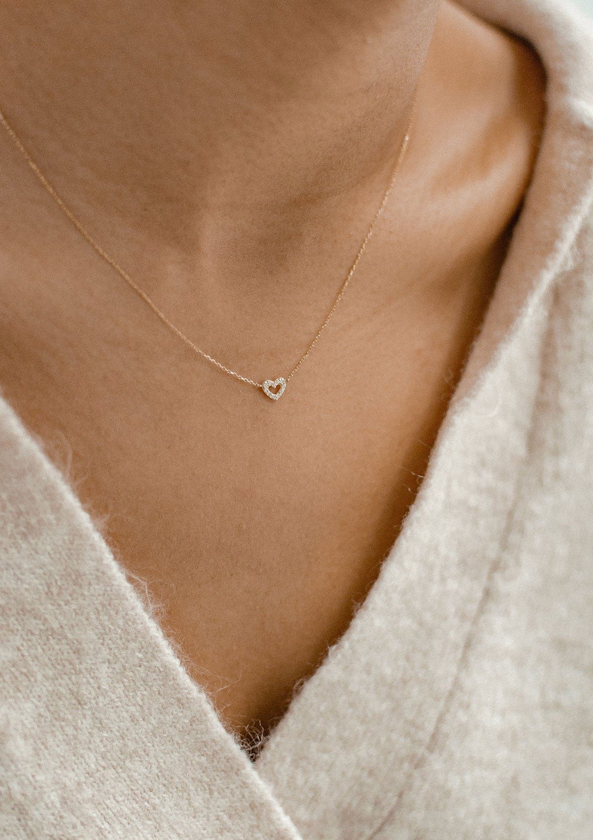 Dear Me Goldkette 585 Gold Kette Herz Liebe Anhänger hängend, 14K Massivgol günstig online kaufen