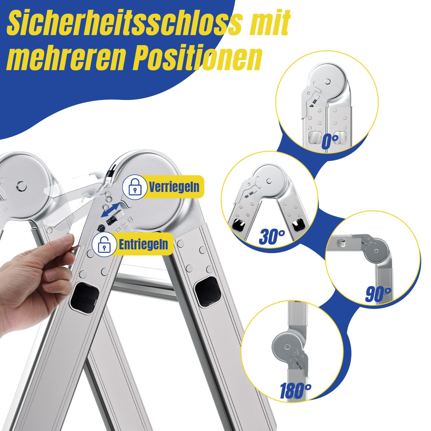Clanmacy Vielzweckleiter 6 in 1 Multifunktionsleiter Gerüst 360cm Mehrzweckleiter Klappleiter – Bild 3 von 5