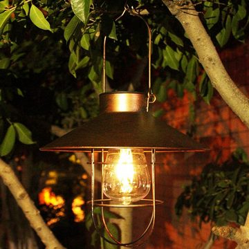 GelldG LED Solarleuchte Solarlaterne für Außen, Gartendeko hängend Vintage Metall
