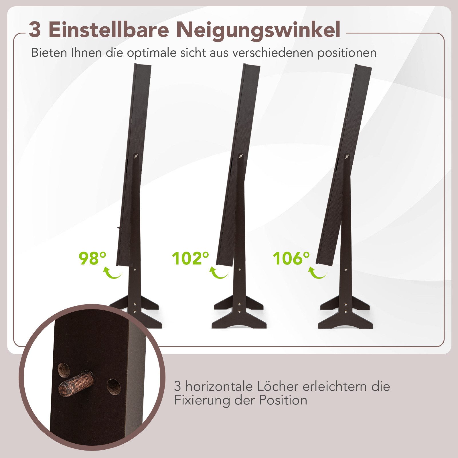 COSTWAY Schmuckregal mit Ganzkörperspiegel, Schmuckschrank neigbar, Schmuckständer
