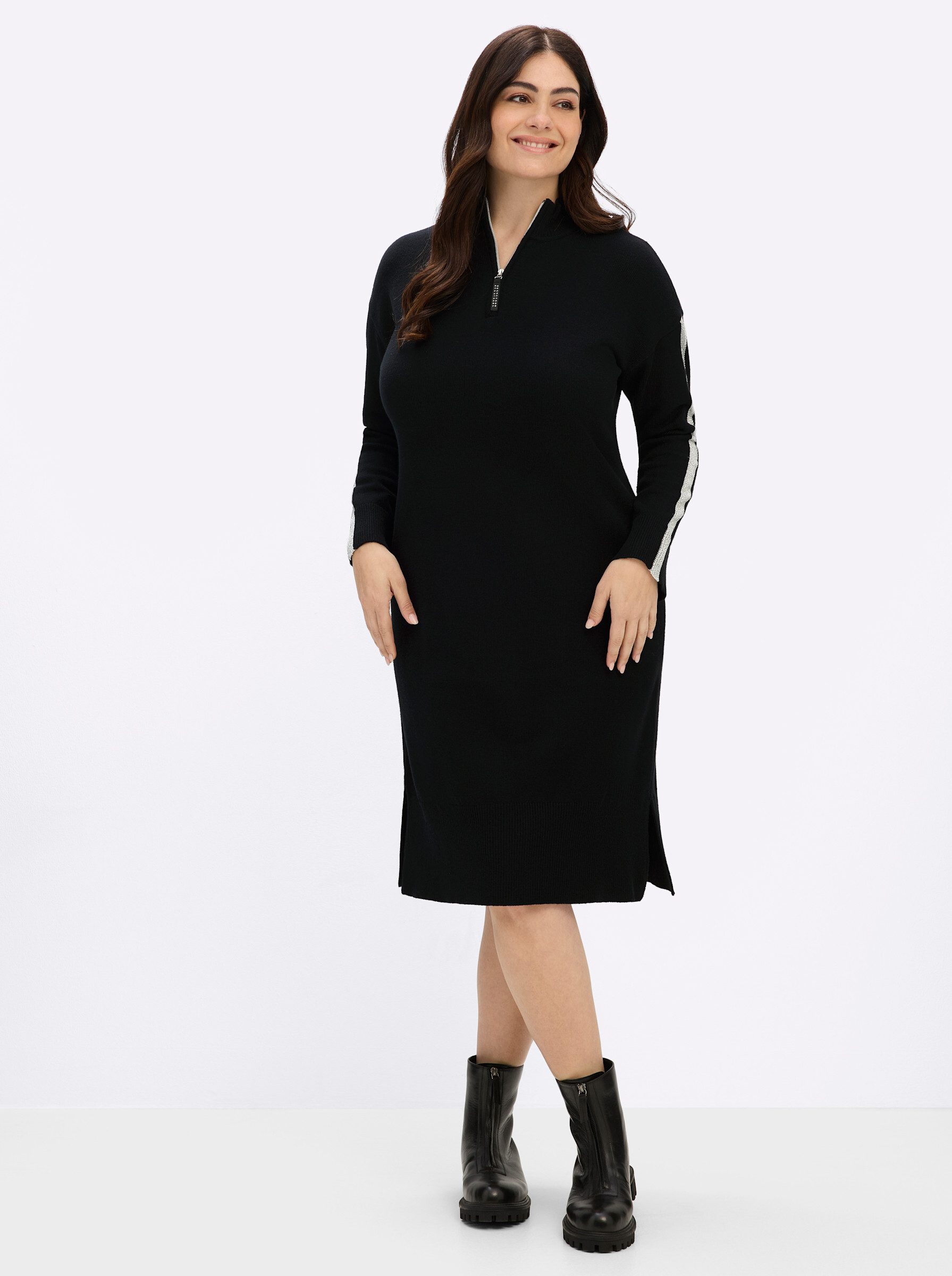 Sheego Strickkleid Strickkleid Langarm