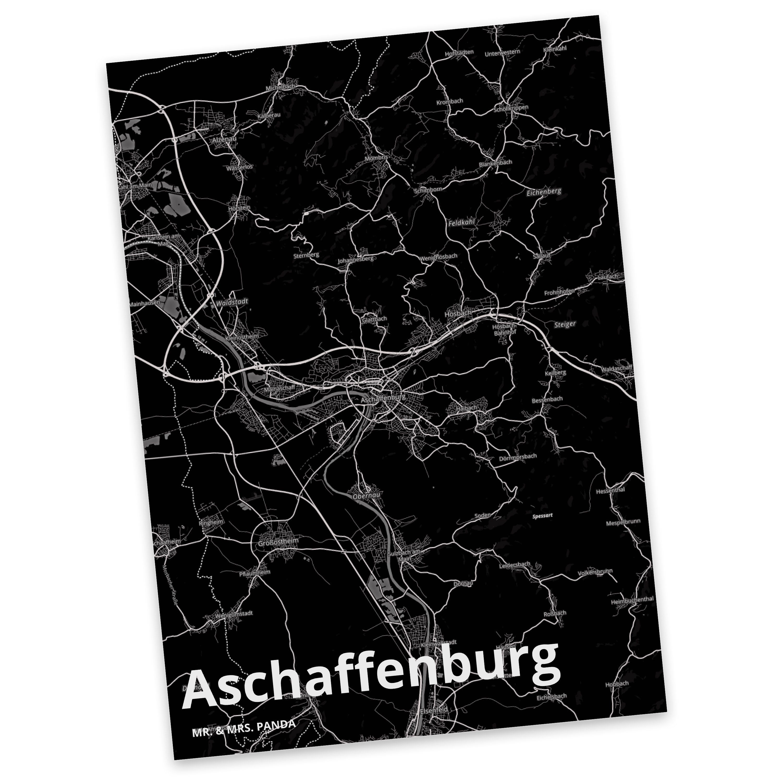 Mr. & Mrs. Panda Postkarte Aschaffenburg - Geschenk, Einladungskarte, Stadt Dorf Karte Landkarte