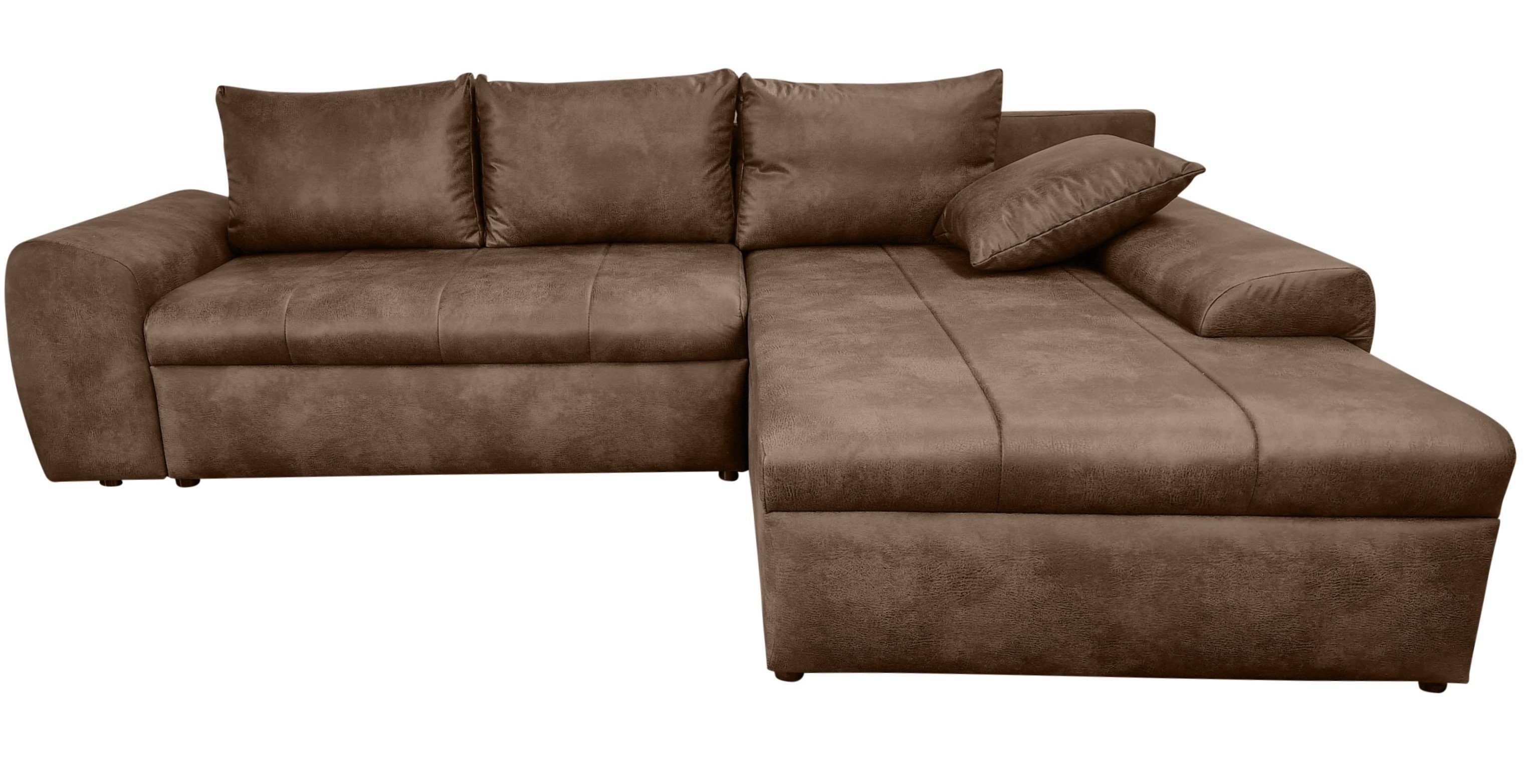 luma-home Ecksofa 18011, mit Bettfunktion 266x186 günstig online kaufen