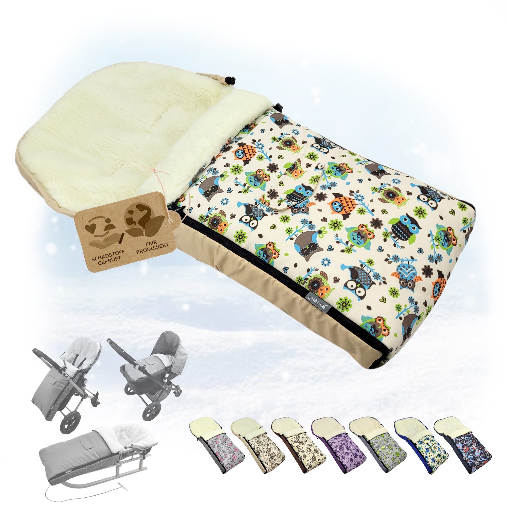 BambiniWelt by Rafael K. Fußsack Winterfußsack Babyfußsack Fußsack Kinderwagen Wolle universal 90cm