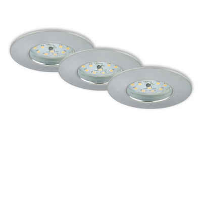 Briloner Leuchten LED Einbauleuchte 7204-039, LED fest verbaut, Warmweiß, Einbauleuchte 3er SET auch für Bad - IP44 Ø 7,5cm