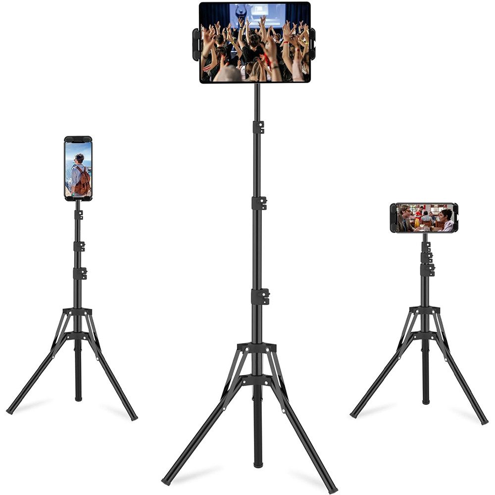 TUWENA Tablet-Halterung Tablet Halterung Stativ, Drehung Höhenverstellbar Tablet Bodenständer, (Höhenverstellbar bis 65” für iPad,iPhone und Alle 4,5-12.9 Zoll Tablet)