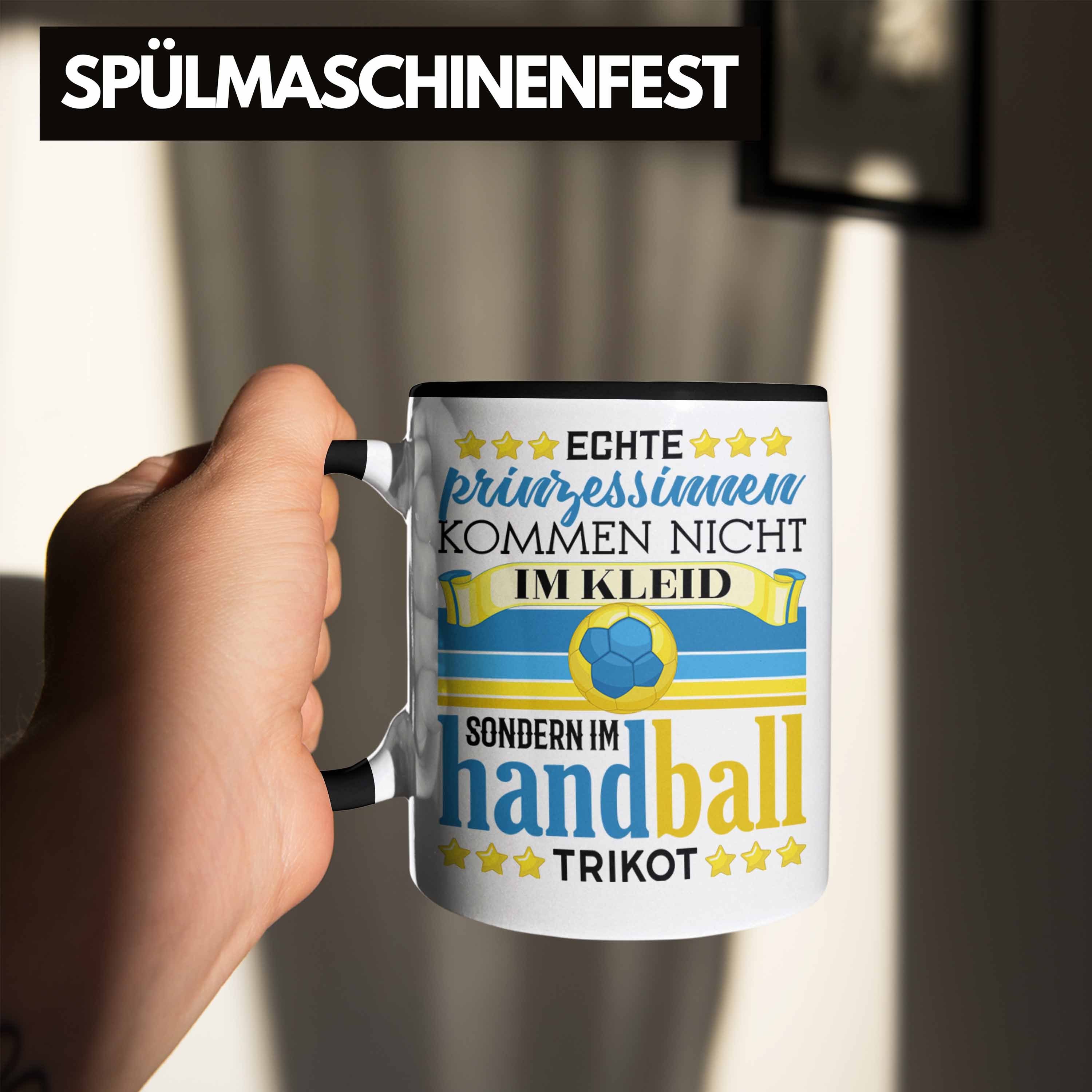 Spruch Schwarz Trendation Geschenkidee Handball Frauen Geschenk Tasse Tasse Handball-Spielerin