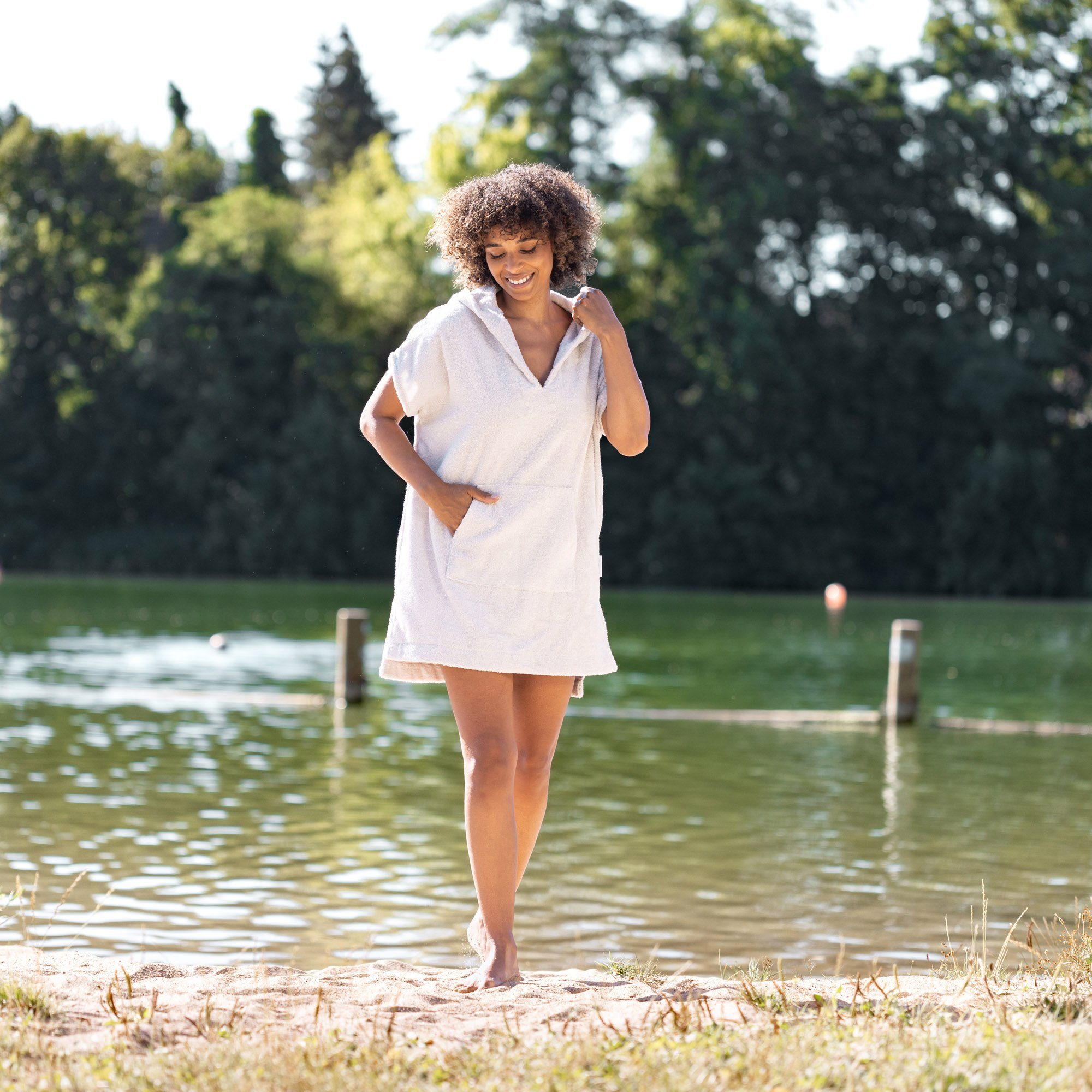 HOMELEVEL Bademantel Poncho Damen Frottee - günstig online kaufen