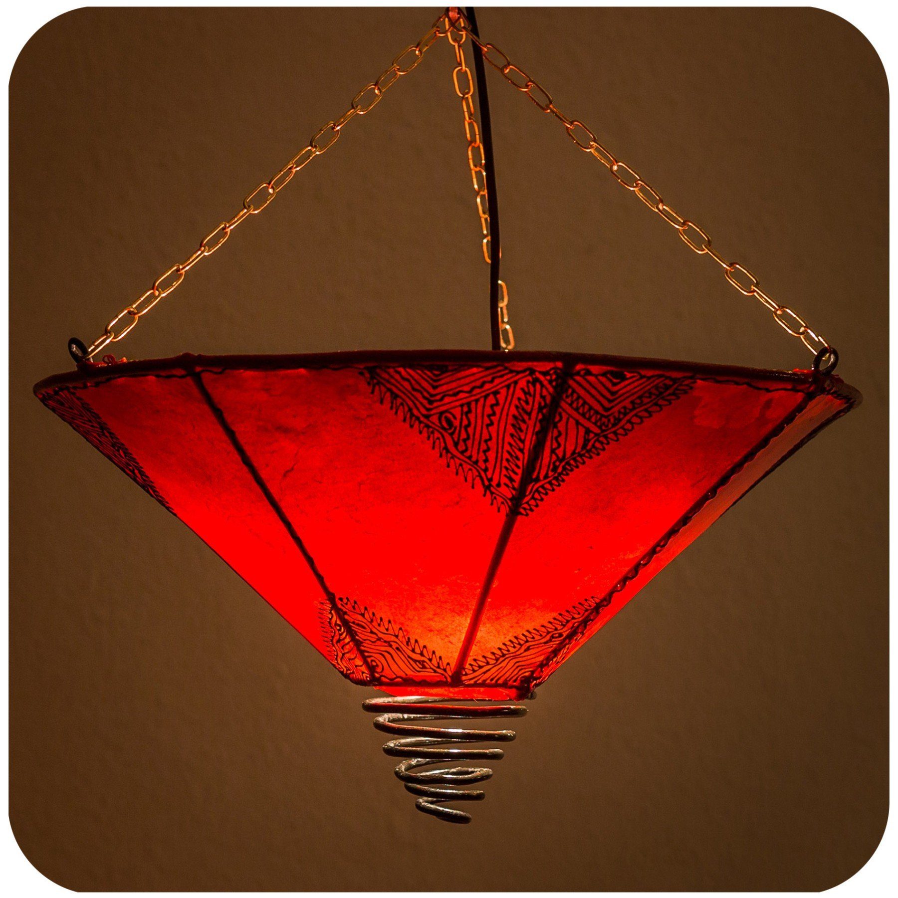 SIMANDRA Lampenschirm Fuego Orient, 40 cm Orientalische Lampe Hängelampe marokkanische Deckenlampe Lederlampe