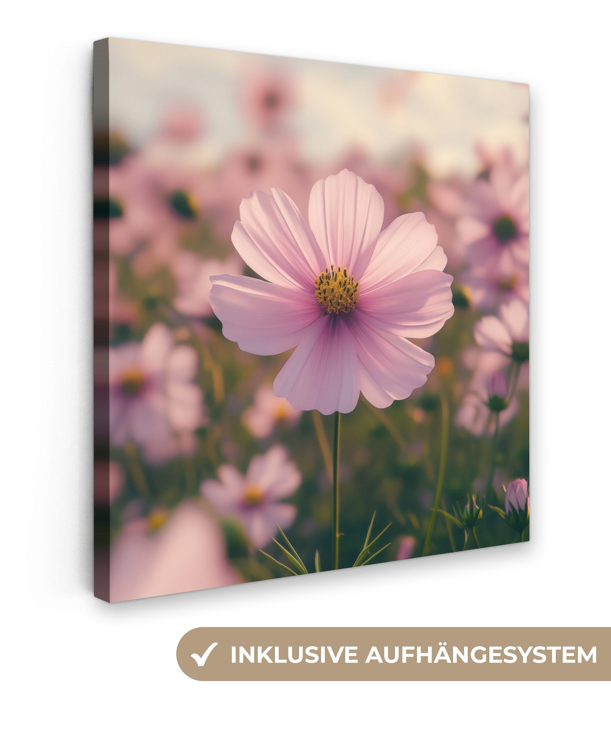 OneMillionCanvasses® Leinwandbild Blumen - Lila - Unscharf, Fotodruck (1 St), Wandbild, Deko Schlafzimmer Wohnzimmer Flur 20x20 cm