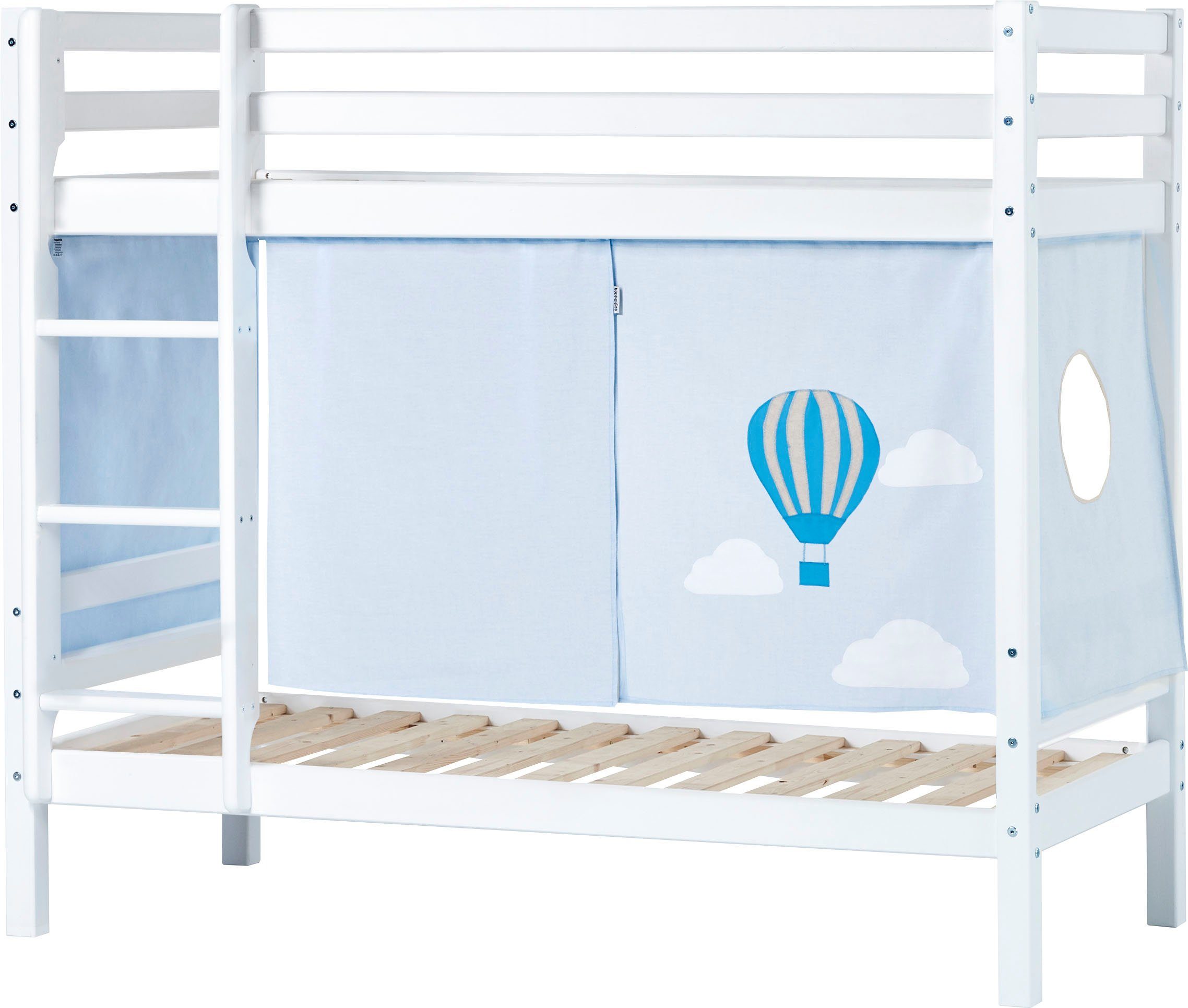 Hoppekids Etagenbett ECO Dream, Stockbett weiß massiv - Zubehör wählbar Himmelblau