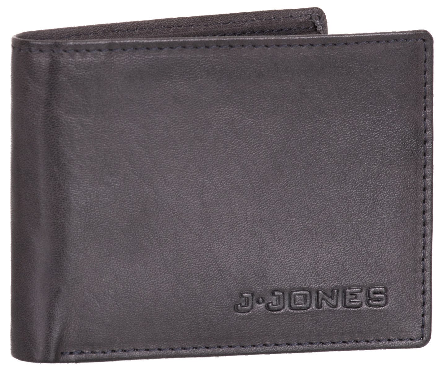J.Jones Geldbörse, Geldbörse flach faltbar Echt Leder RFID-Schutz Portemonnaie Geldbeutel