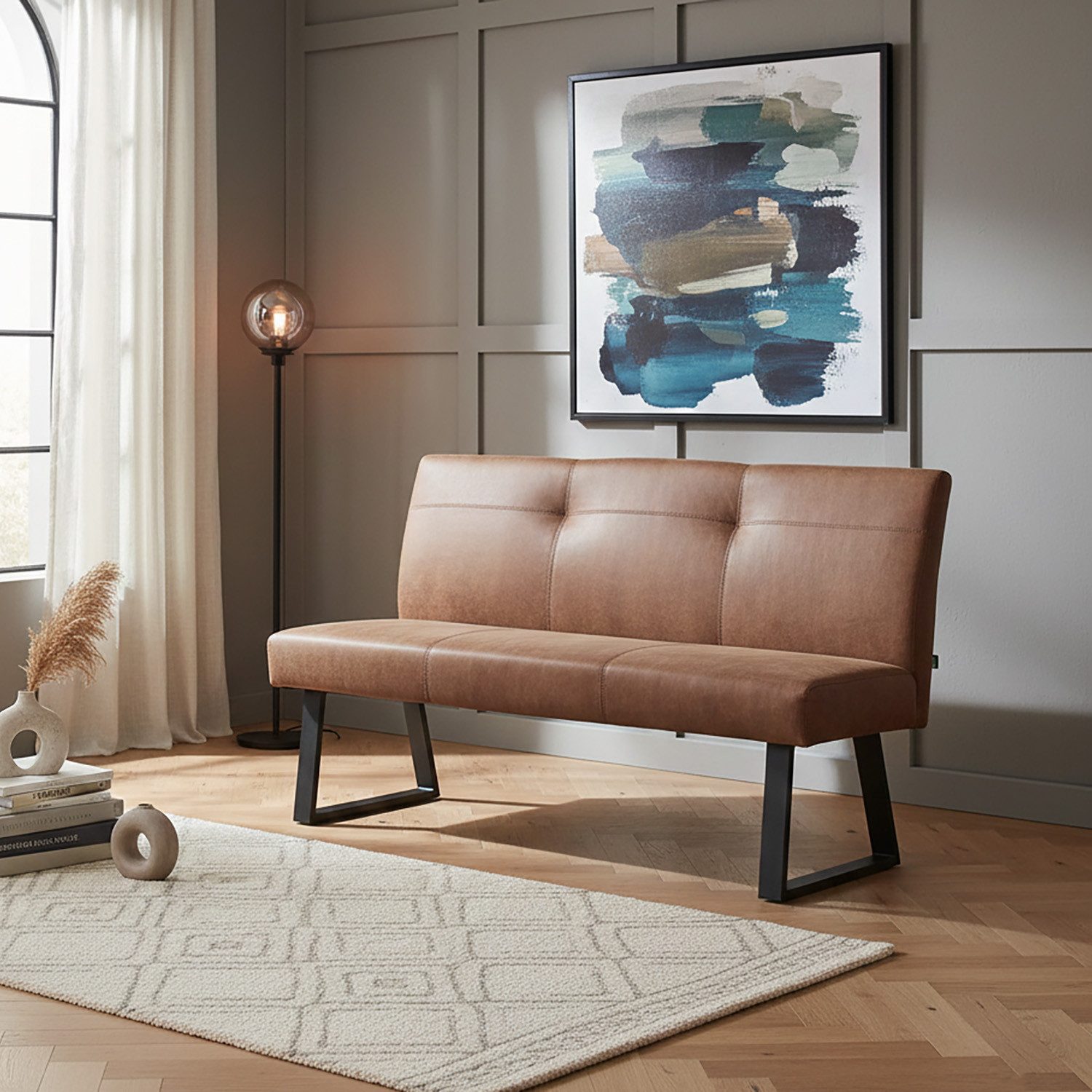 DUBI Möbel Essbank JOYCE, mit Federkernbox gepolstert, mit Rückenlehne, Metallgestell