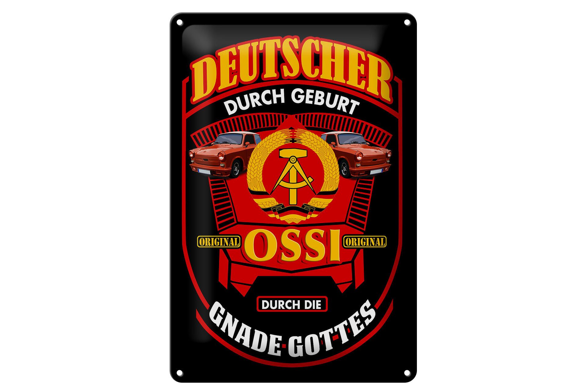 Metallschild Schild Blech 20x30cm - Made in Germany - Spruch Deutscher durch Geburt