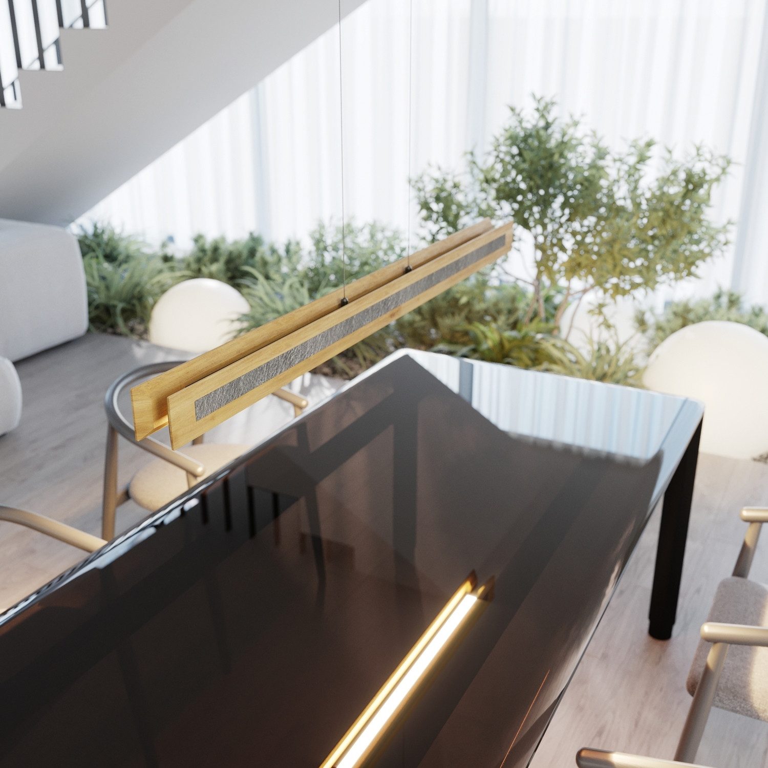 Elobra LED Pendelleuchte CHILE, 115 x 165 cm, Eichenholz, Granit, Metall, A günstig online kaufen