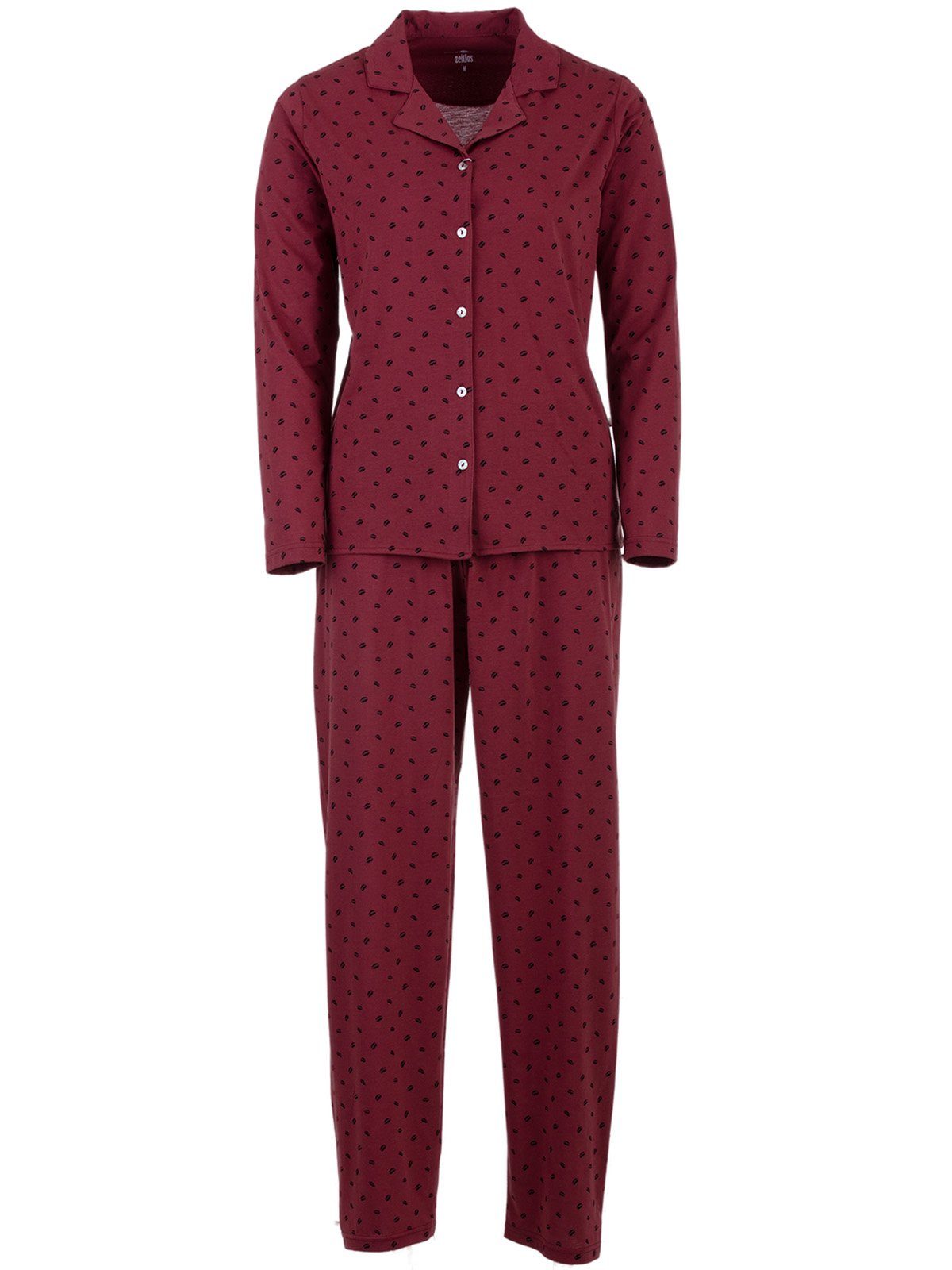 zeitlos Schlafanzug Pyjama Set Langarm - Kussmund bordeaux