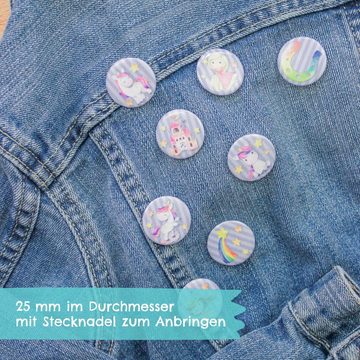 PAPIERDRACHEN Federmäppchen 8 Mini Buttons - Einhorn