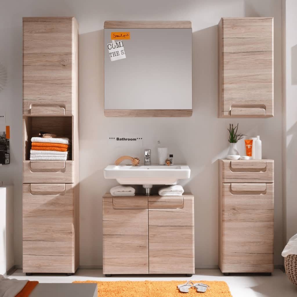 Badezimmerspiegelschrank San (1-St) Remo Eichen-Optik Wandschrank Malea trendteam