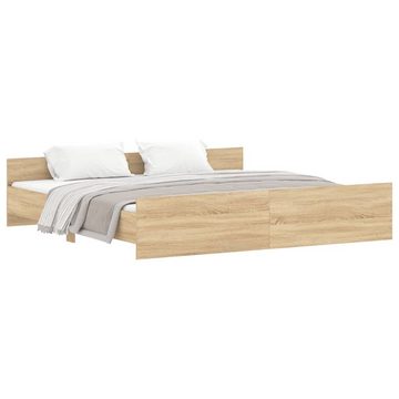 furnicato Bett Bettgestell mit Kopf- und Fußteil Sonoma-Eiche 200x200 cm
