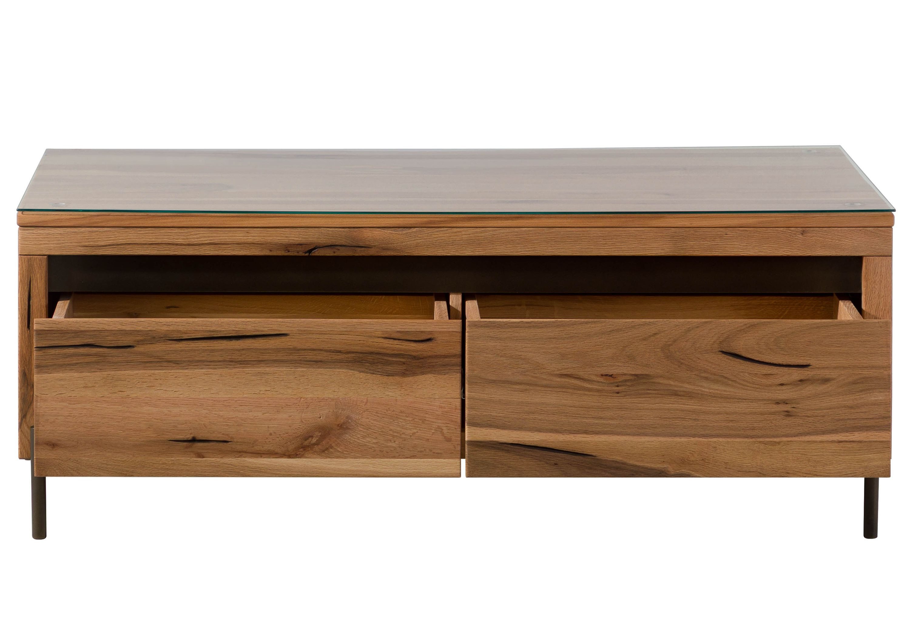 Massivmoebel24 Couchtisch MONTREUX (Massivholz, Massivholztisch), Wild-/Zerreiche 120x67x45 natur geölt MONTREUX #120