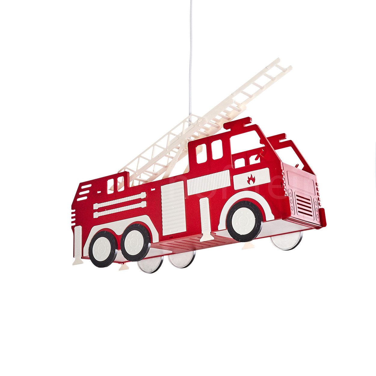 hofstein Pendelleuchte »Molare« rotes Feuerwehrauto als Hängelampe aus Kunststoff, ohne Leuchtmittel, 2xE27 max. 13 Watt, Feuerwehr Hängeleuchte, auch