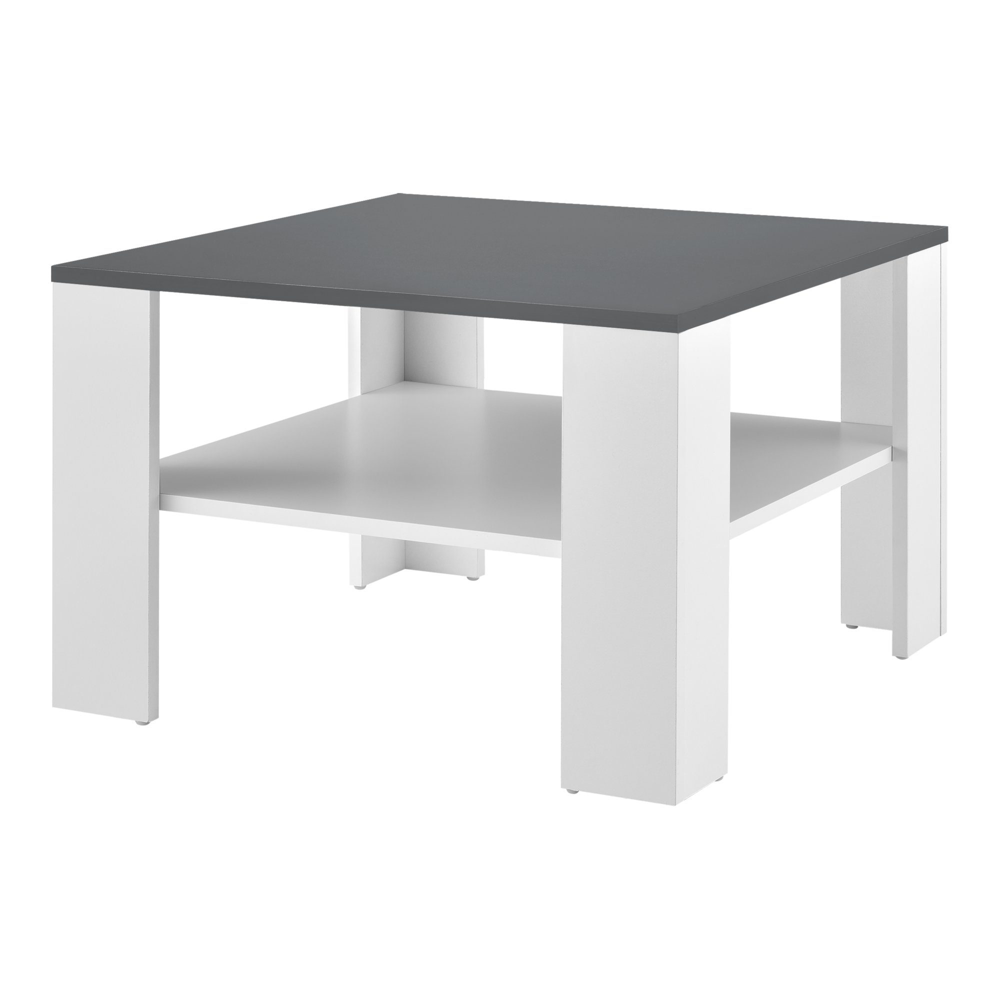 en.casa Couchtisch, »Aachen« Wohnzimmertisch 60x60x40cm Weiß/Dunkelgrau günstig online kaufen