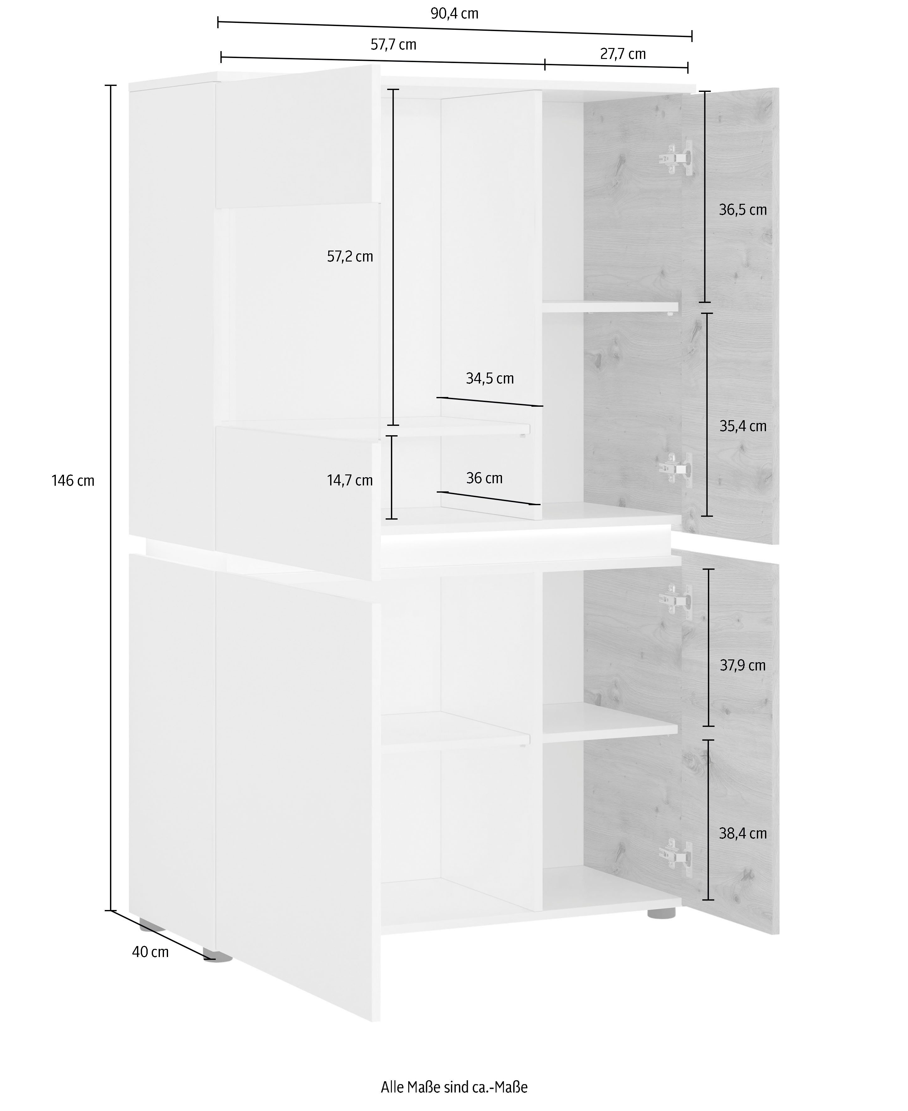 Home affaire Vitrine Luci Höhe 146 cm