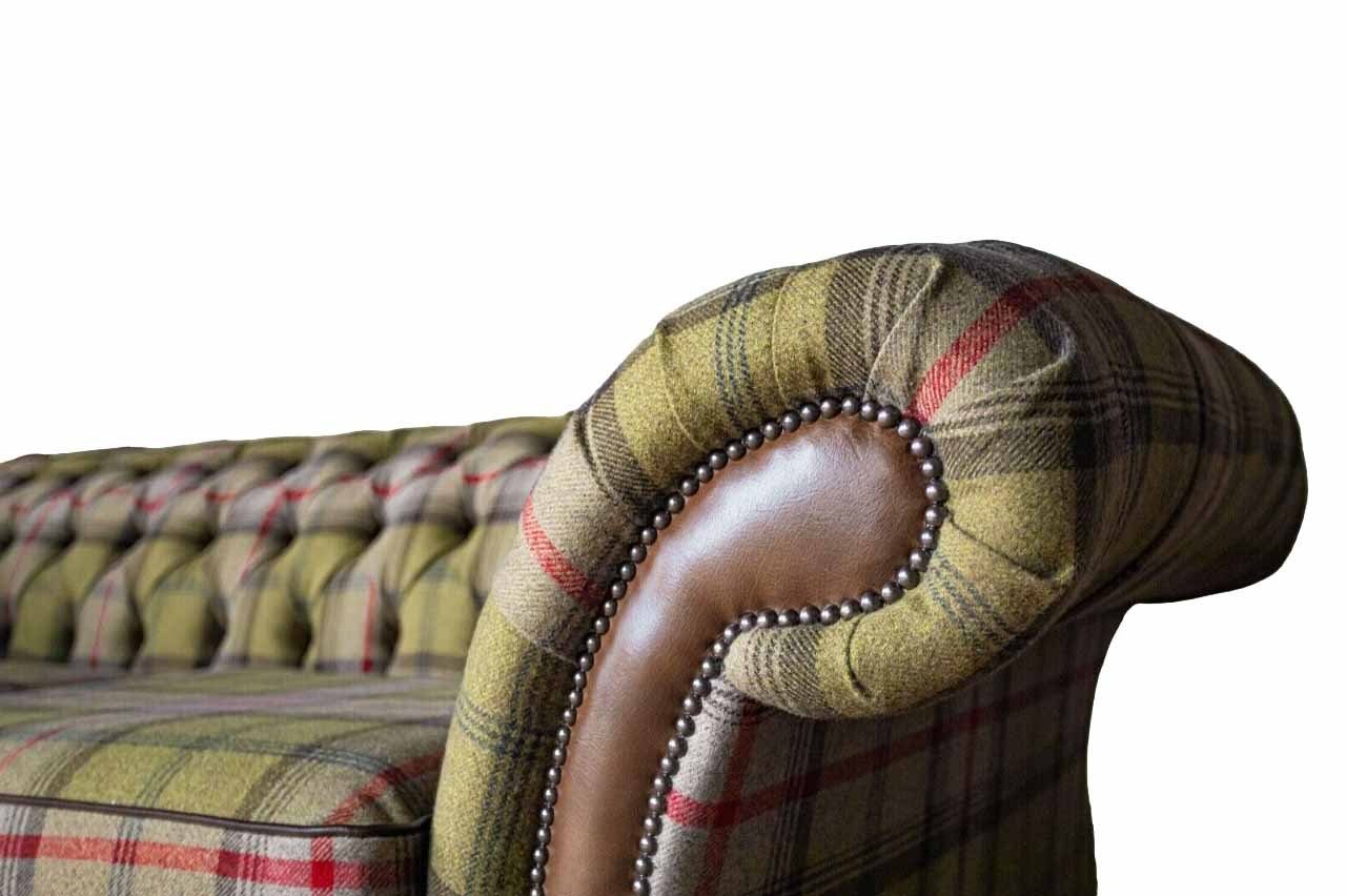 JVmoebel Chesterfield-Sofa, Sofa Dreisitzer Textil Wohnzimmer Klassisch Design Chesterfield Sofas