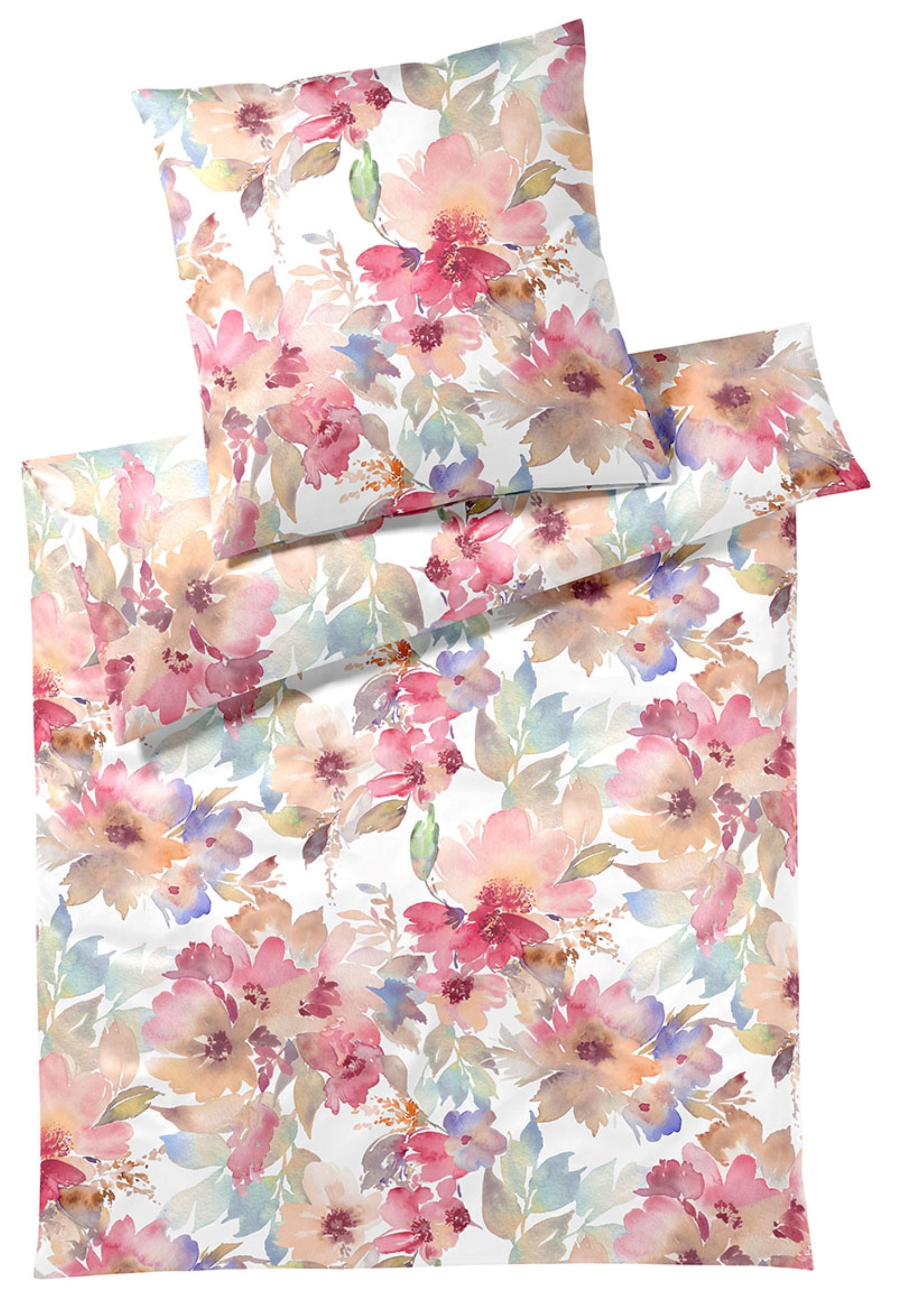 Elegante Bettwäsche Elegante Mako-Batist Bettwäsche 135x200 Bloom Blüten Sommer pink, Mako-Batist, 2 teilig