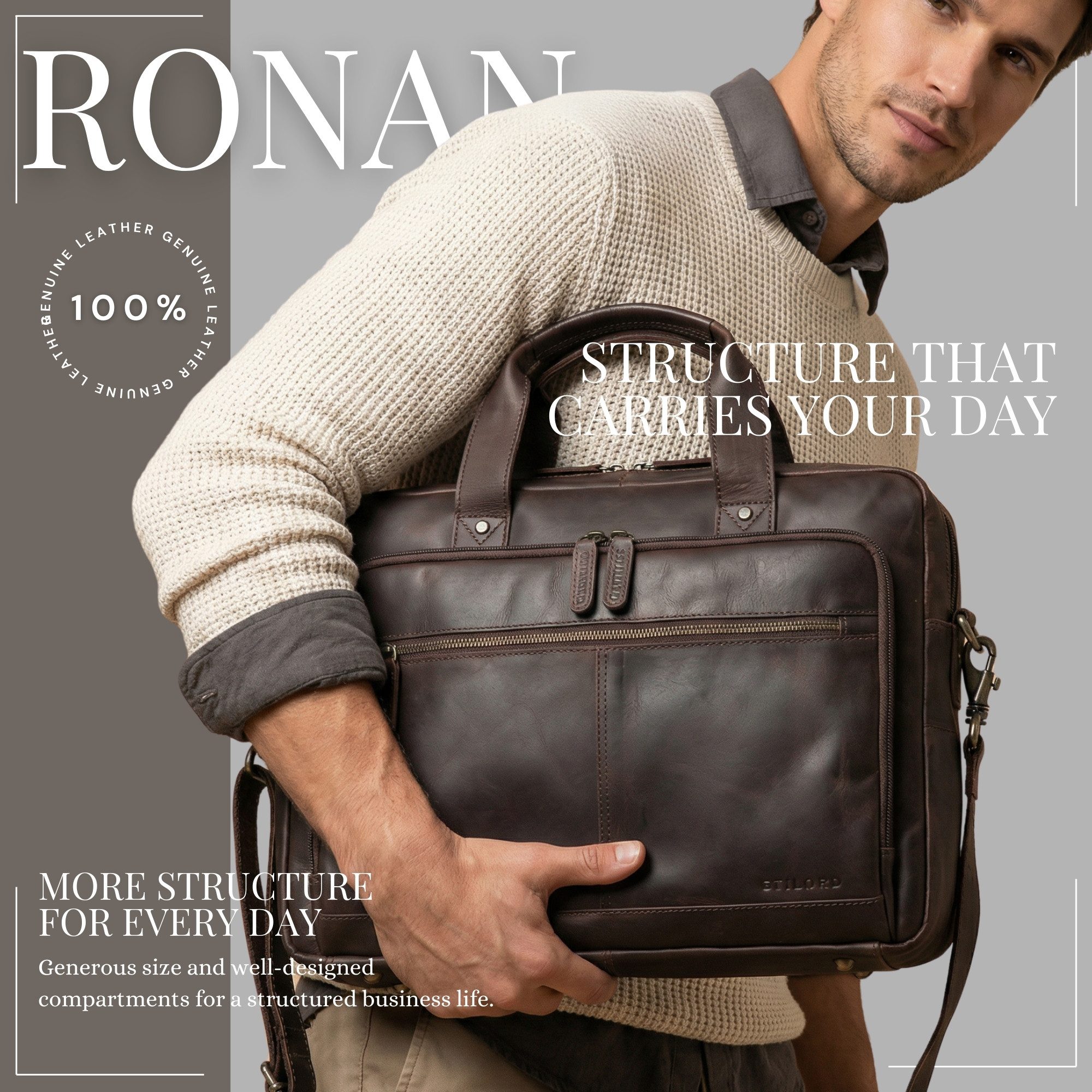STILORD Laptoptasche "Ronan" Premium Business Aktentasche Herren Leder Groß günstig online kaufen