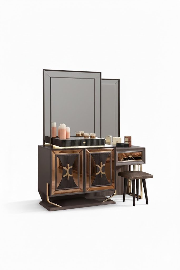 JVmoebel Schminktisch Goldener Schminktisch aus Holz mit eleganter Oberfläche Sofort (Schminktisch), Made in Europa