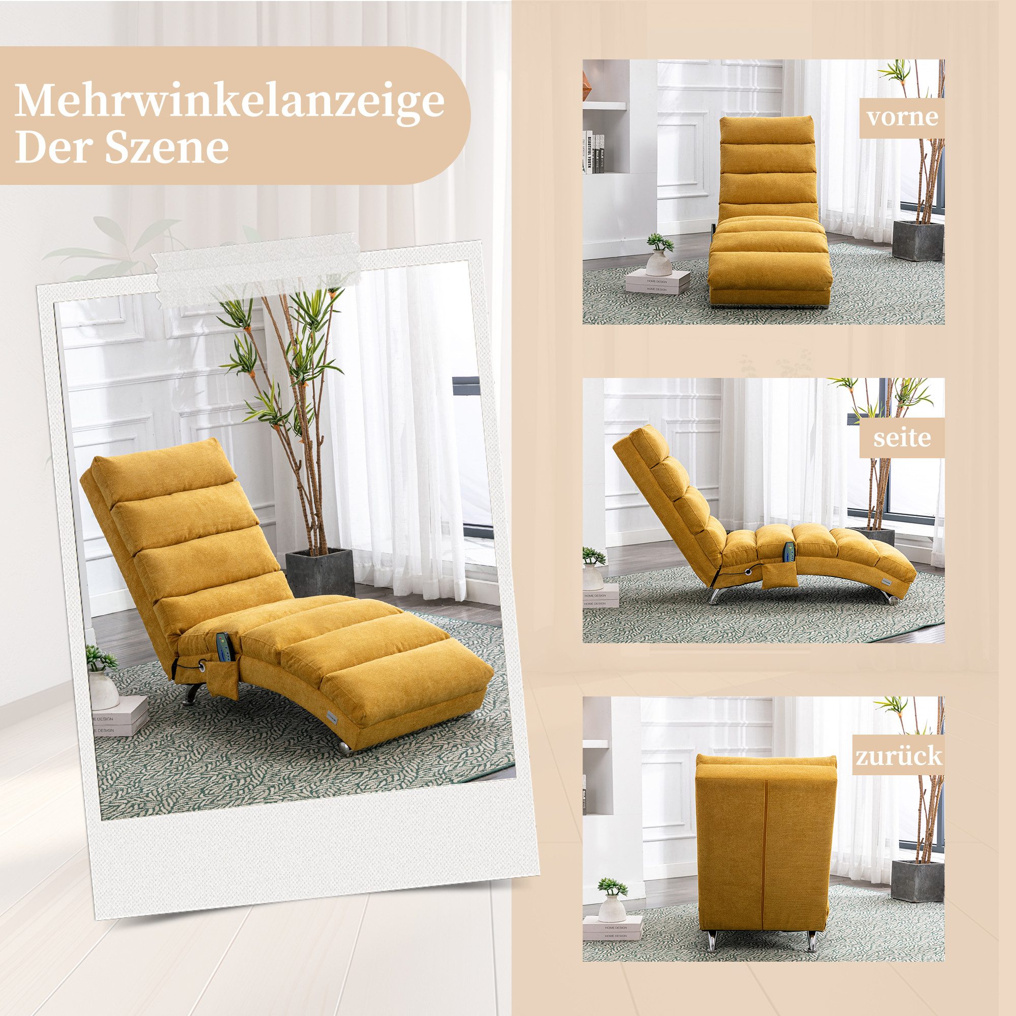 Celya Stuhl Stuhl Massageliege, Elektrisch, Polsterstühle,mit massagefunktion (mit 5 Modi für Büro, 250 kg Belastungskapazität), Ergonomische elektrische Massage Long Lounger