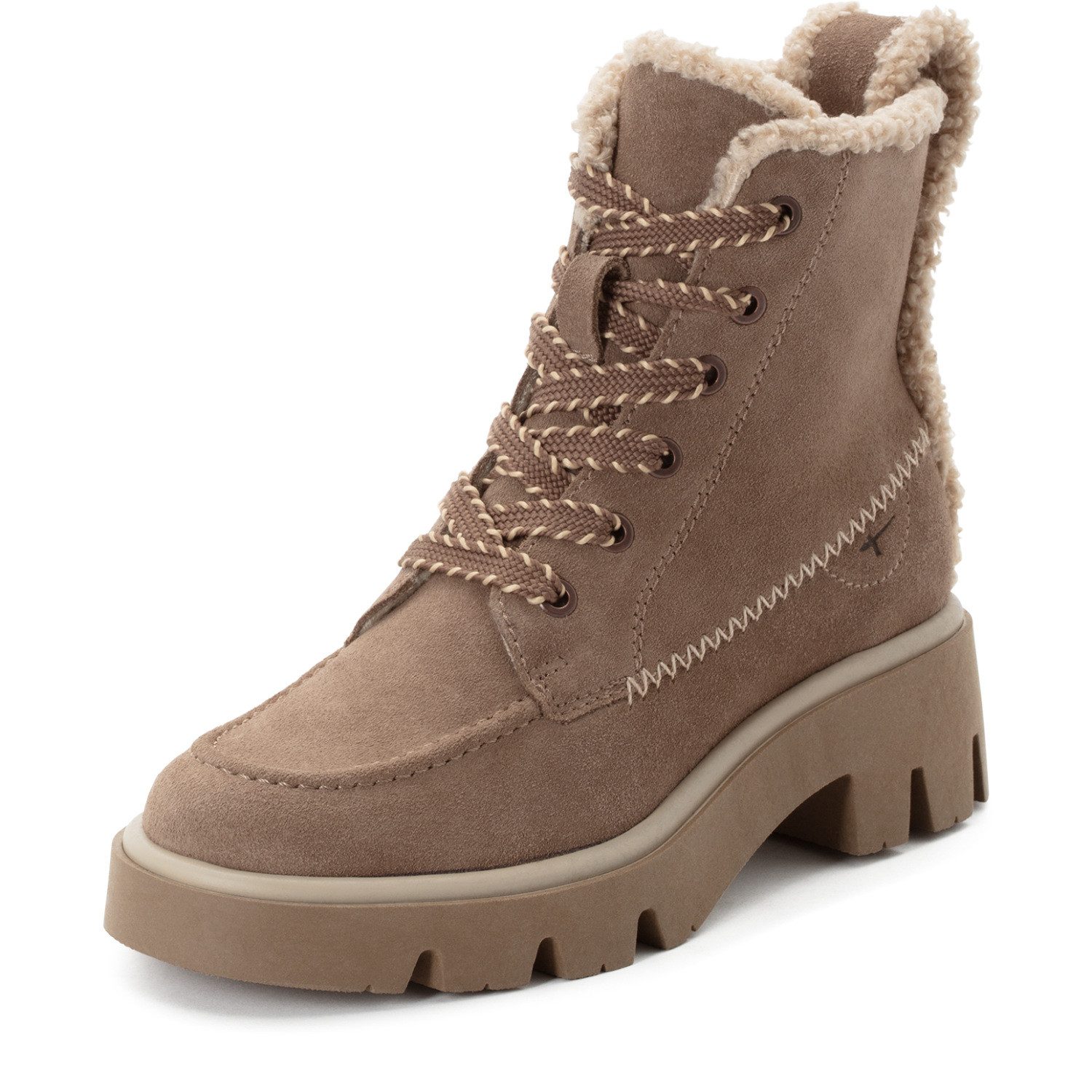 Tamaris Winterboots Winterstiefelette, Schnürstiefelette mit Teddy-Plüsch Verzierungen