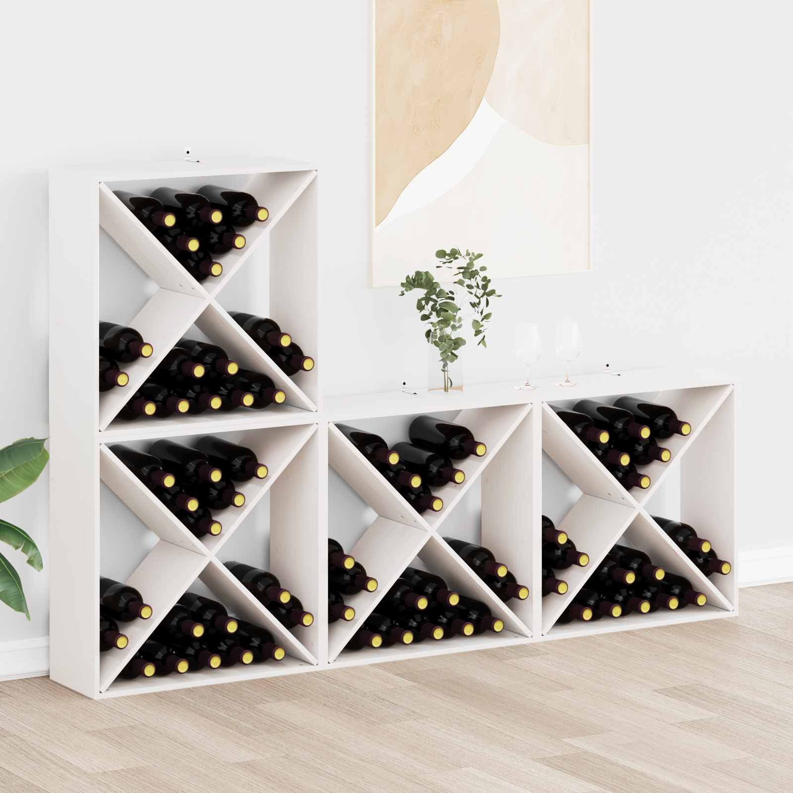 vidaXL Barschrank Weinregal 4 stk. Weiß 62 x 25 x 62 cm Massives Kiefernholz (4-St)
