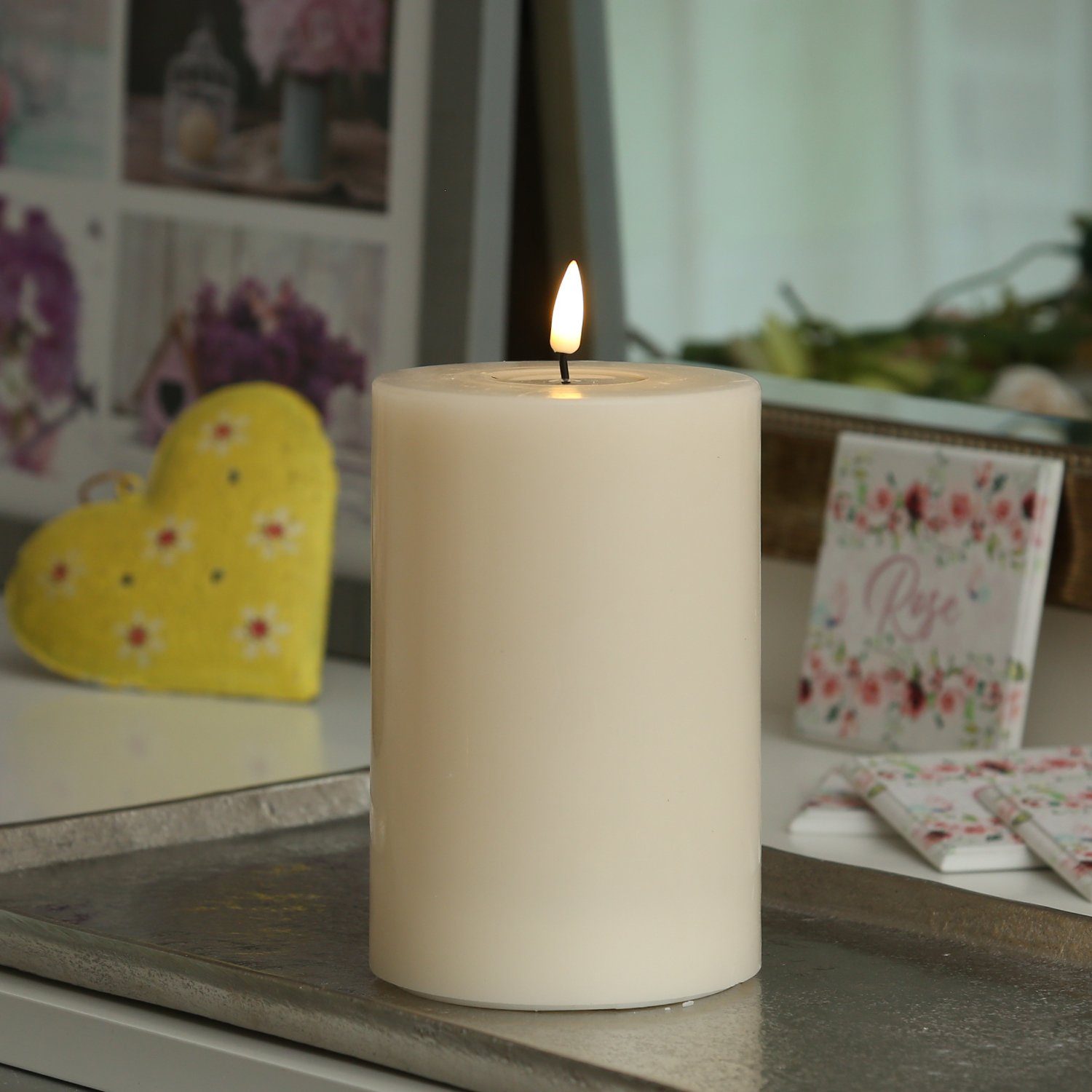 Deluxe Homeart LED-Kerze Mia Deluxe Echtwachs Wachsspiegel flackernd H: 15c günstig online kaufen