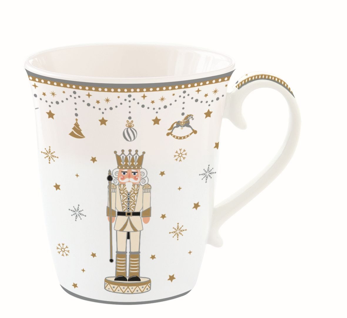 EasyLife Tasse Royal Nutcracker, Porzellan, Handwäsche Empfohlen, Weiß, Motiv: Nussknacker