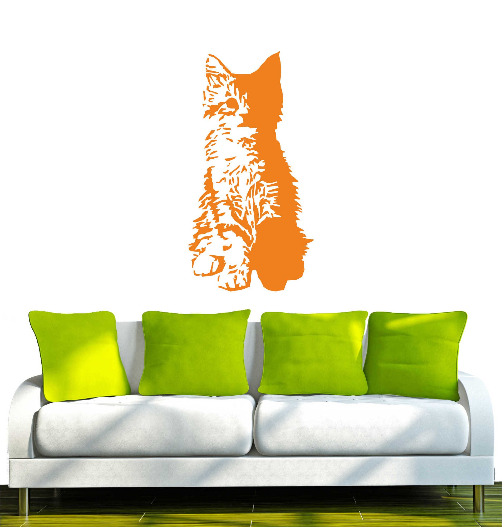 INDIGOS UG Wandtattoo Wandtattoo - Wandaufkleber - w522 süße Katze