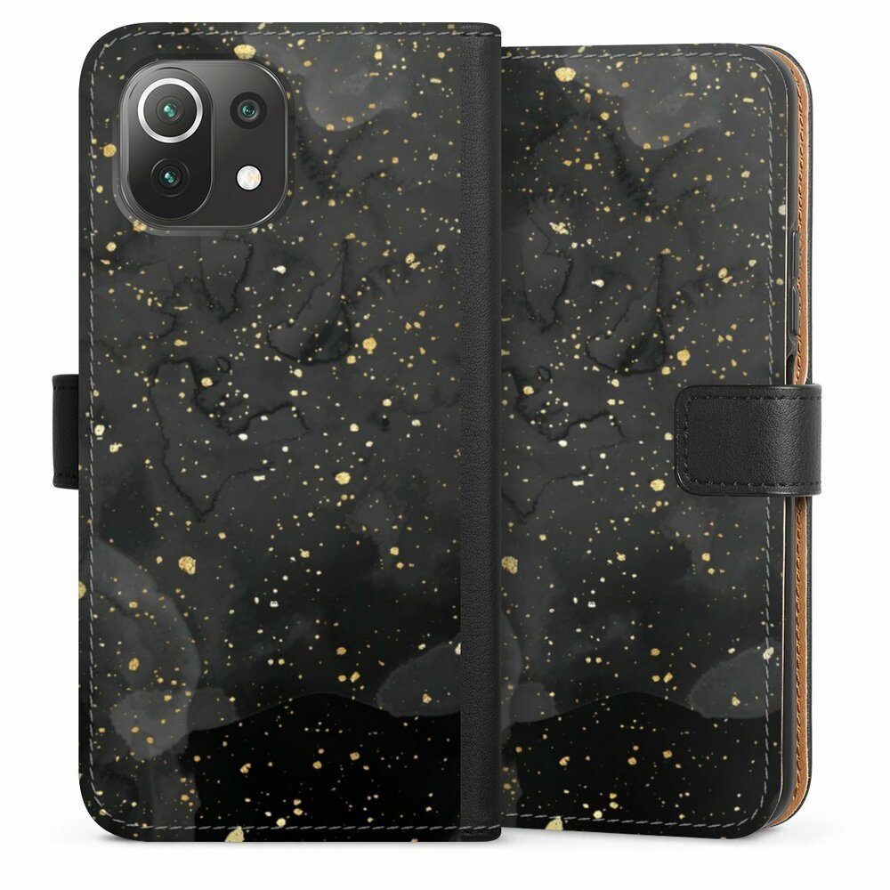 DeinDesign Handyhülle Marmor Glitzer Look Gold & Kupfer Marble Black Gold Look Print, Xiaomi Mi 11 Lite 5G Hülle Flip Case Klapphülle Handytasche Leder
