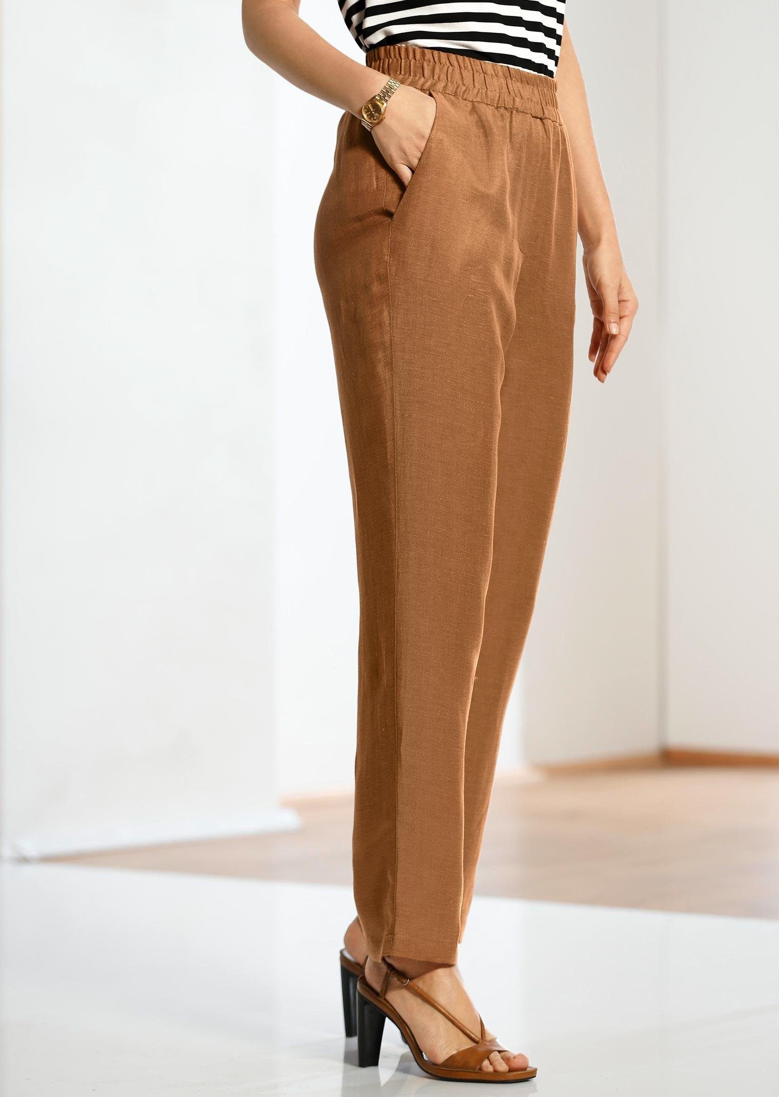 Stoffhose GOLDNER Luftige Leinenhose nougat Louisa