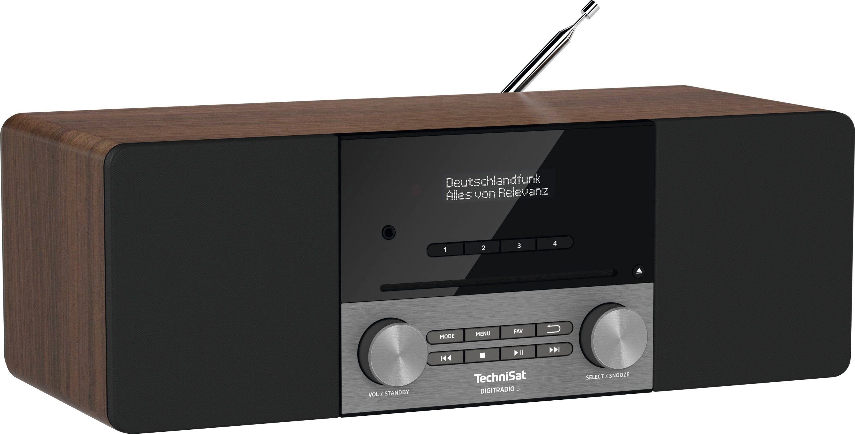 TechniSat DIGITRADIO (DAB), Made in 20 W, Nussbaum (DAB) UKW RDS, mit Germany) CD-Player, (Digitalradio 3 Digitalradio