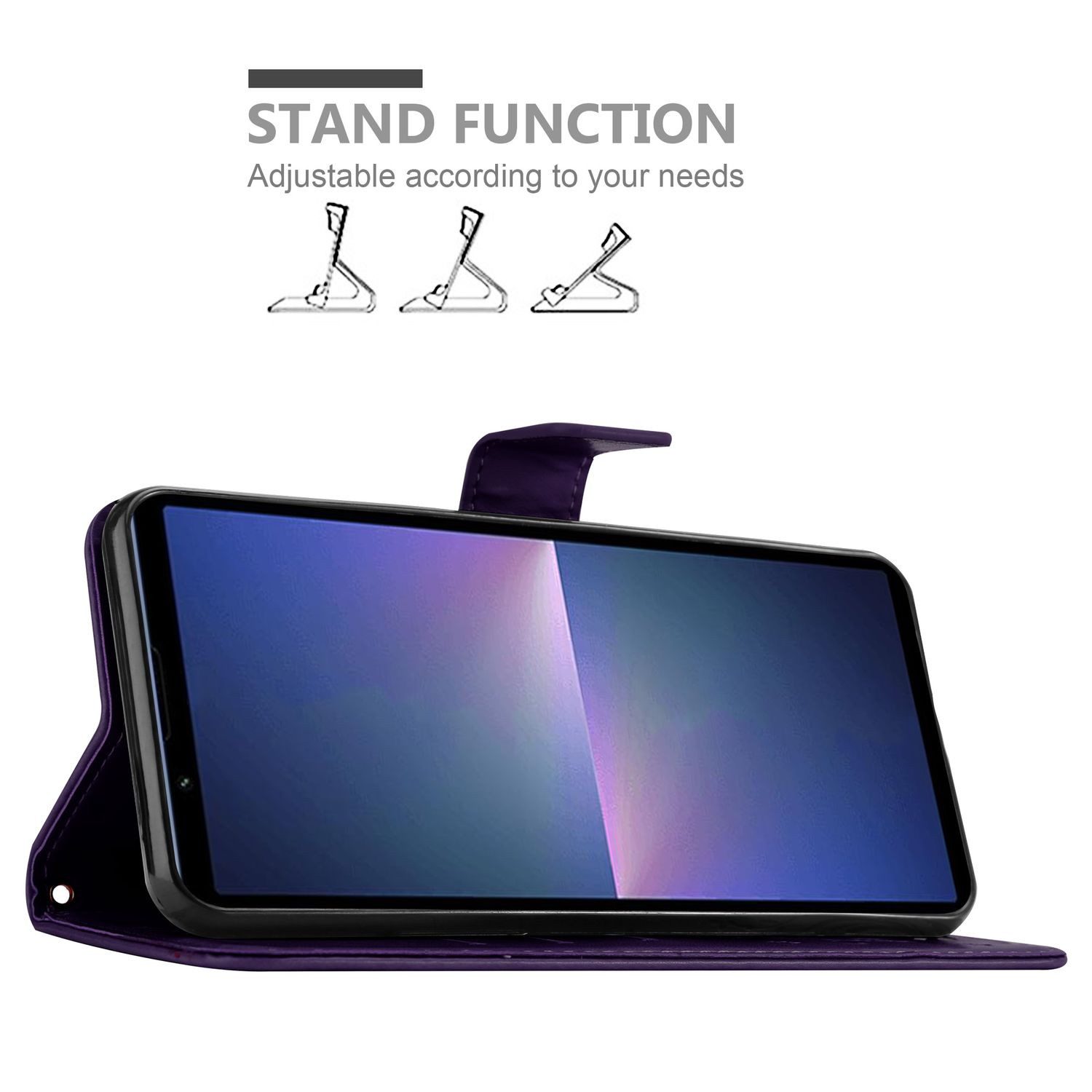 Cadorabo Handyhülle für Sony Xperia 5 V Hülle Sony Xperia 5 V, Hülle Schutzhülle Blumen Flower mit Standfunktion Kartenfach Magnet
