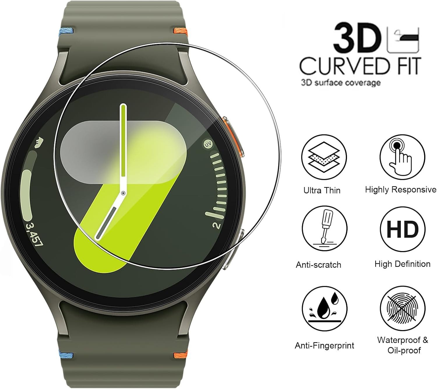 MSM Displayschutzglas 3X Schutzglas für Samsung Galaxy Watch 7 40 mm Panzerfolie 9H