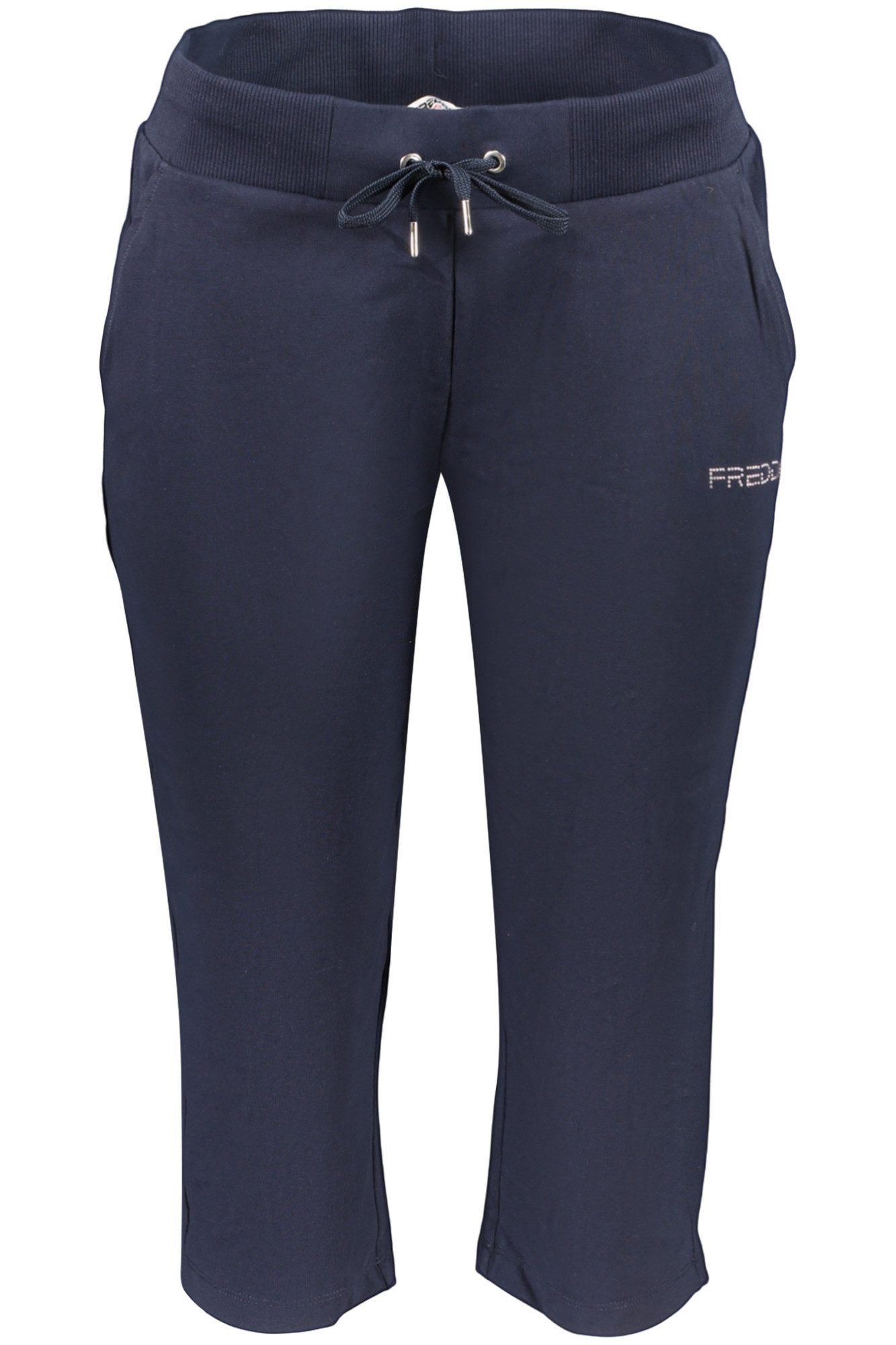 Freddy 5-Pocket-Hose Sportliche Damenhose: Lange, blaue Capri mit Kordel und Taschen