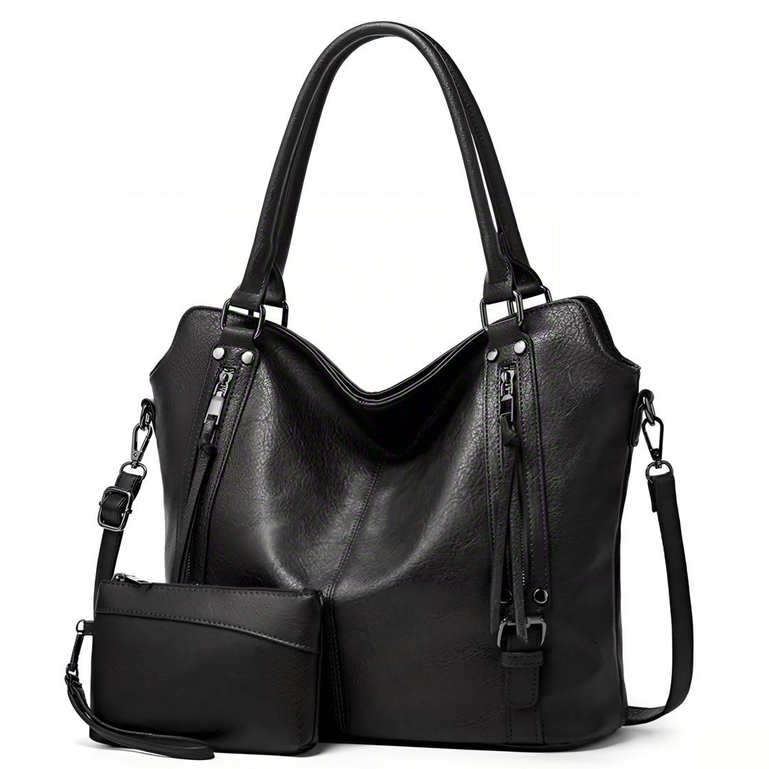 Fyrove Handtasche 2-Tlg Shopper Schultertasche Geldbörse Damen Groß Umhängetasche (44*16*32cm), Für Freizeit Business Schule Büro usw in schlichter Optik