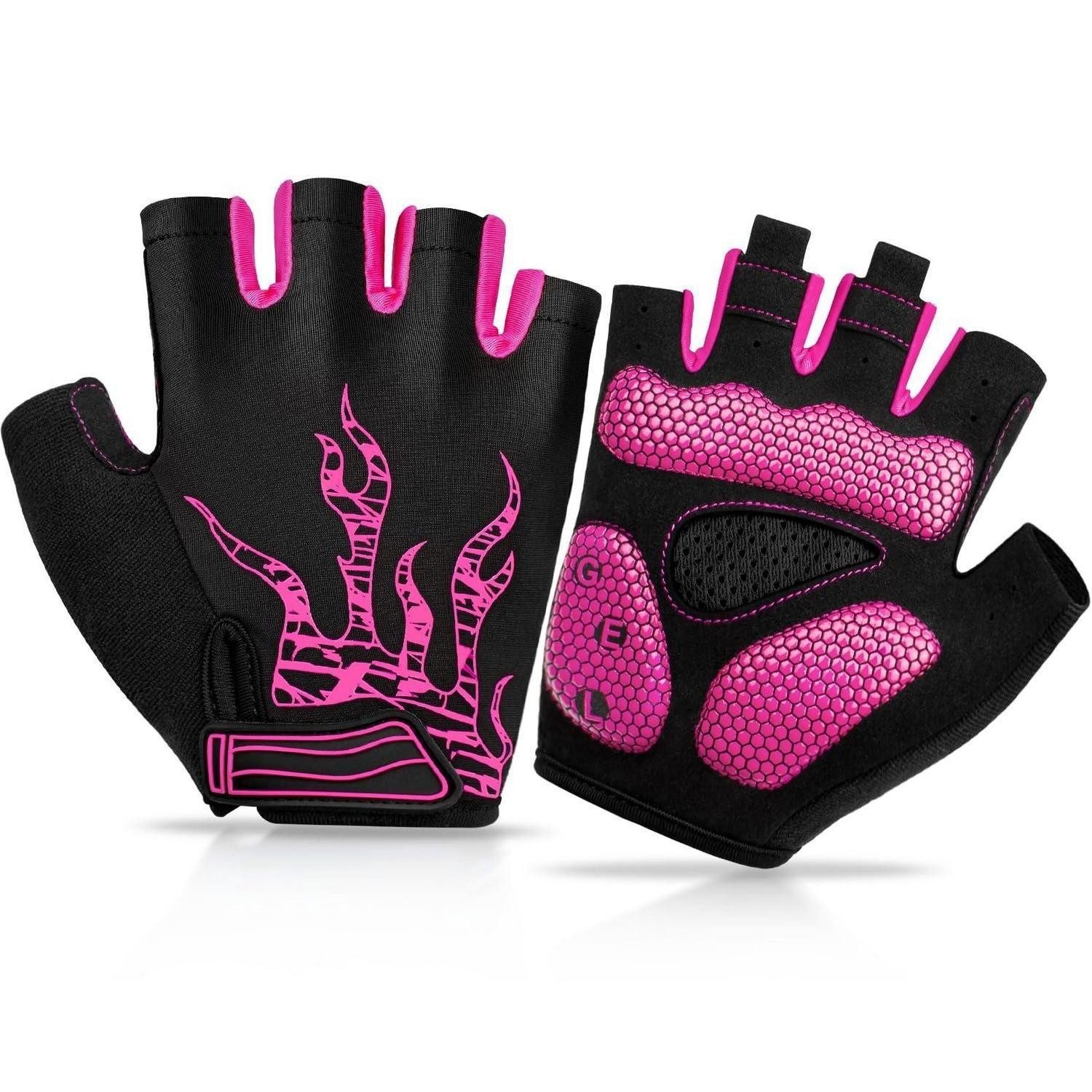 LuxusKollektion Fahrradhandschuhe Fahrradhandschuhe Rosa L Kunstlederoptik (1-St)