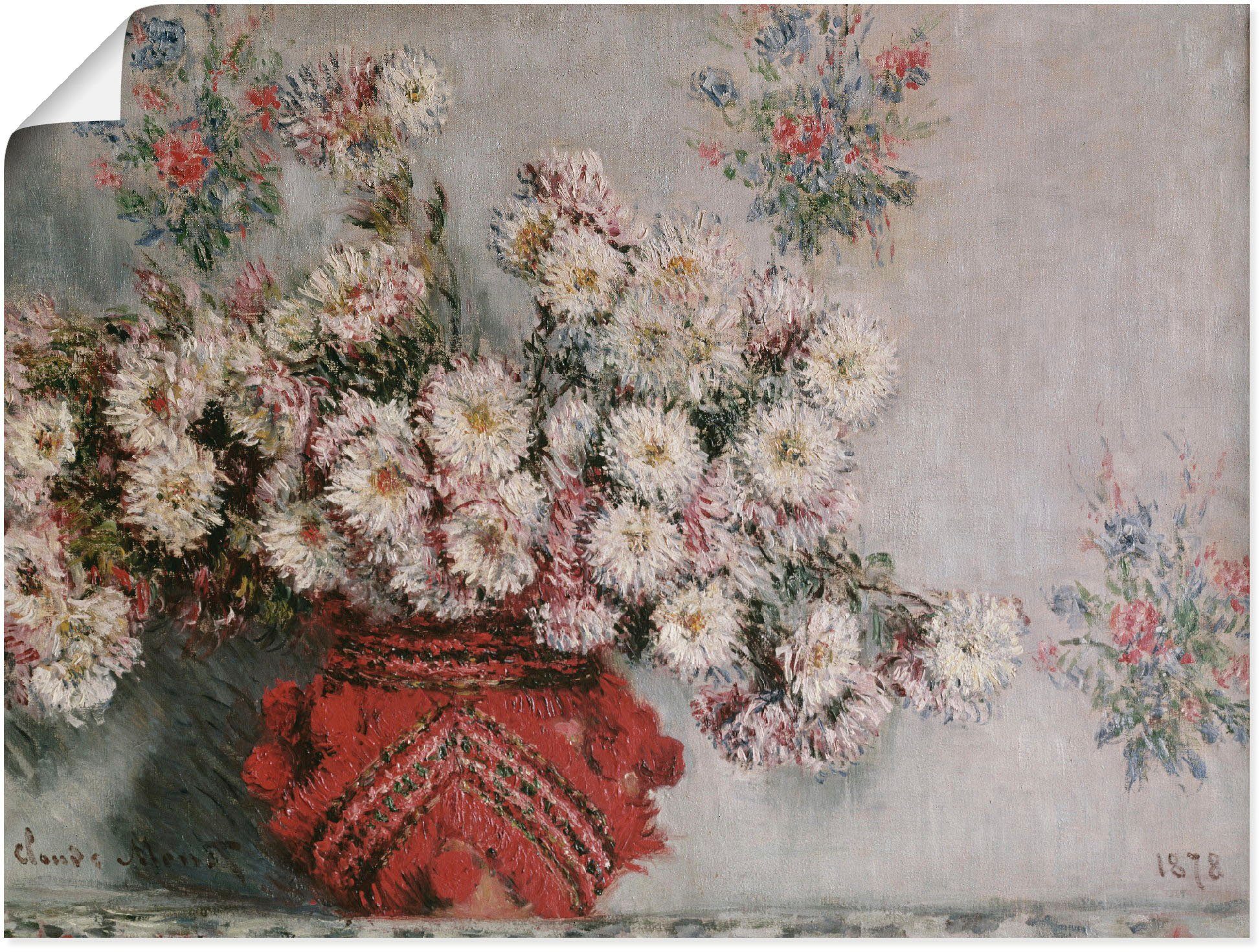 oder Alubild, Wandaufkleber Artland Größen St), versch. Poster 1878, Chrysanthemen. als Wandbild (1 Arrangements in Leinwandbild,