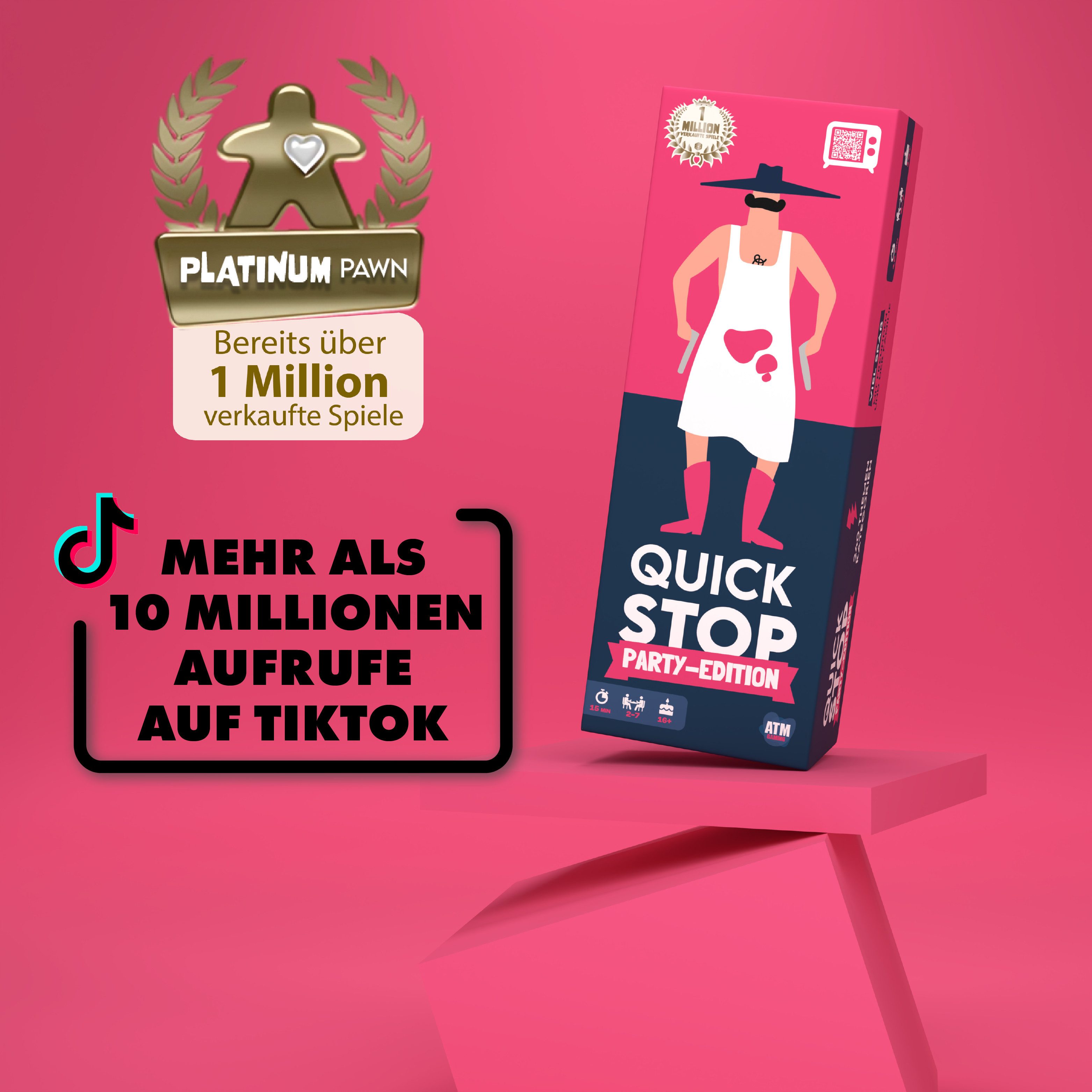 ATM GAMING Spiel QuickStop - Das Buchstaben-Duell - Familien-Edition, Partyspiel, Kartenspiel, Reisespiel, Gesellschaftsspiel