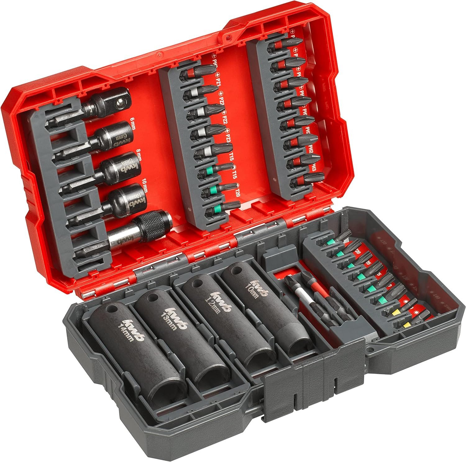 kwb Bit-Set, kwb Bit-Box für Impact-/ Schlagschrauber 35-teilig Bitset mit Bithalte